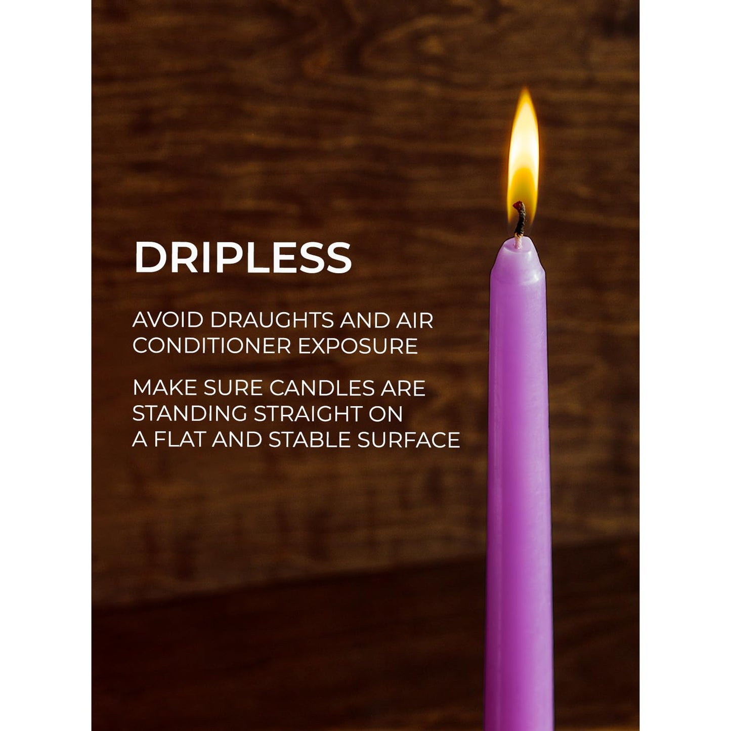 CANDWAX 12 inch Taper Lilac Candles Pack of 4 - Unscented Smokeless Dripless Tall Candlesticks - Perfect for Special Occasions, Ordinary Dinners, for Mother's Day - Lavender Candle Sticks