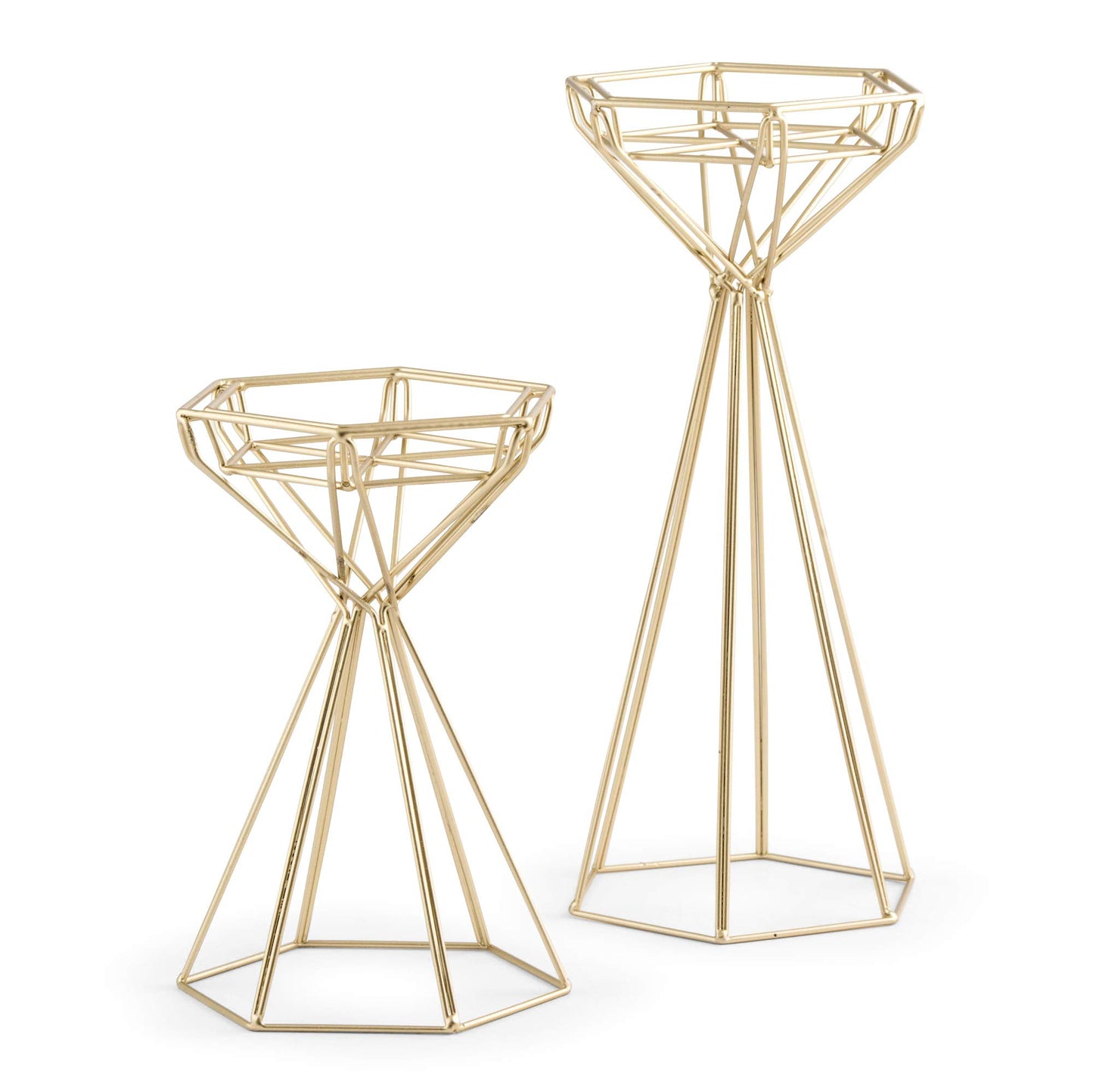 Weddingstar Tall Geometric Candle Holder - Gold - Set of 2