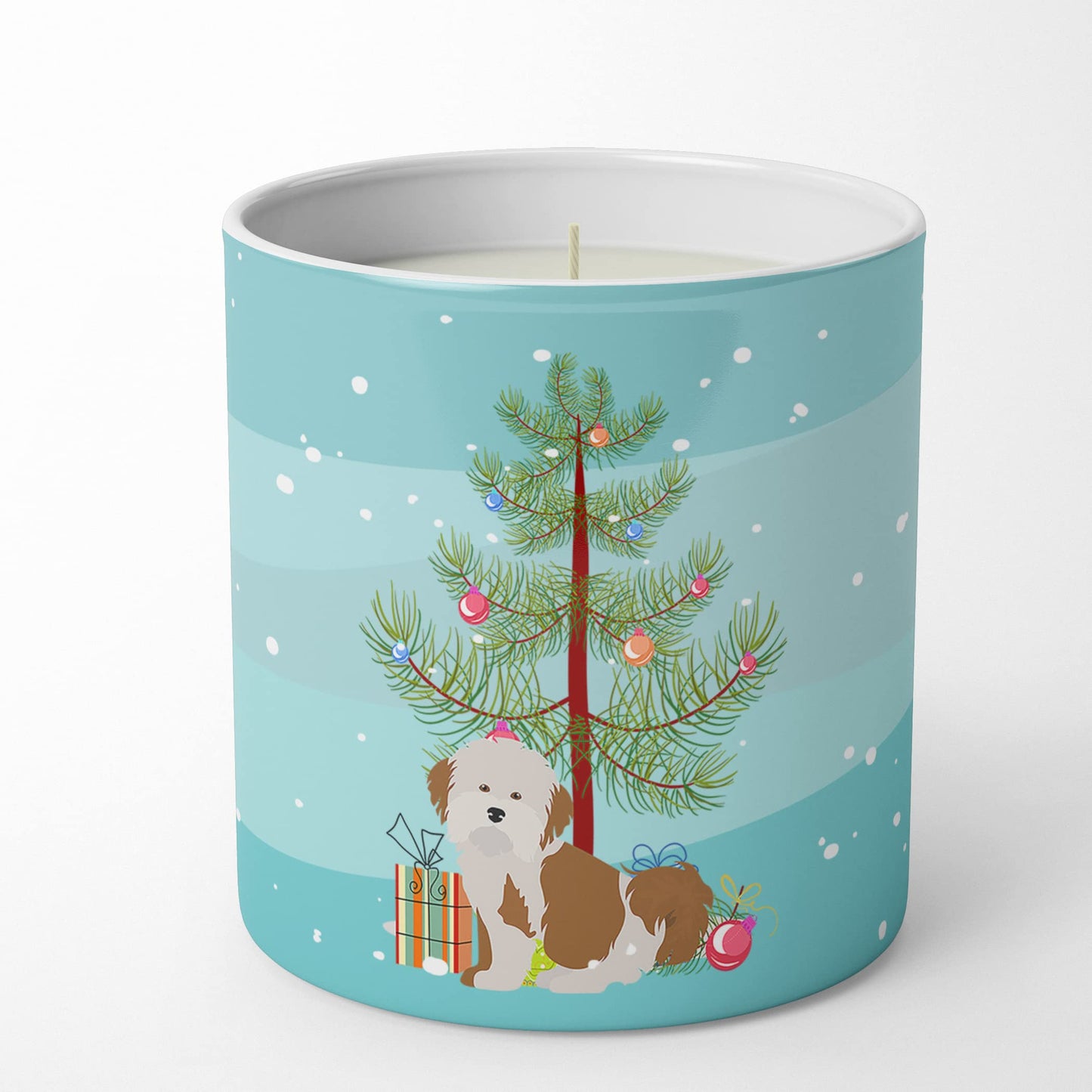 Caroline's Treasures CK3458CDL Havanese Christmas Tree 10 oz Decorative Soy Candle Nature Soy Wax Essential Oil Home Decor Ideal for Bedroom Kitchen Bath Office Gift, 10 oz