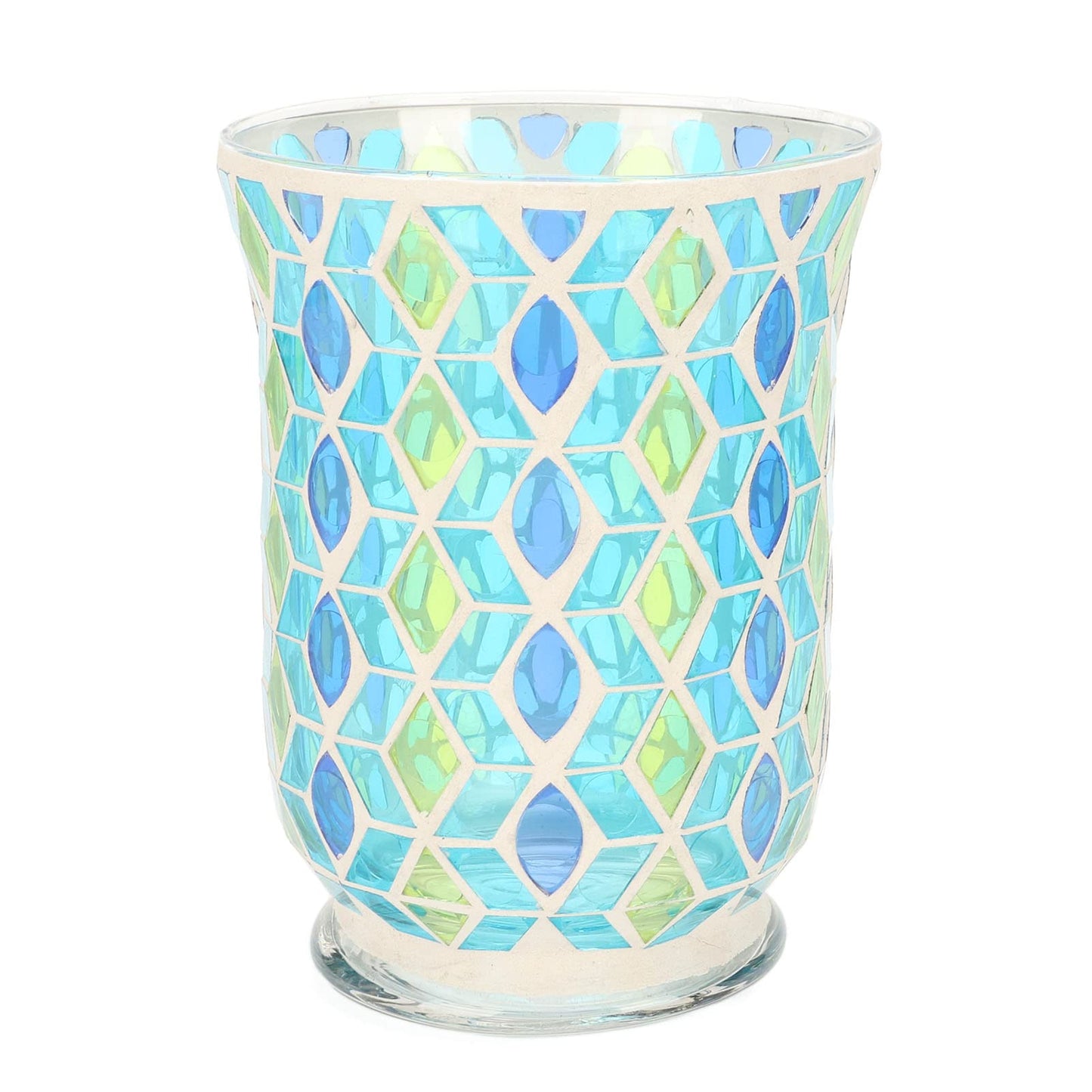 Adfaga Mosaic Glass Candle Holder Handcrafted Windproof Decorative Floral Tealight Holder for Home Decor Cafes Restaurants Wedding Centerpiece