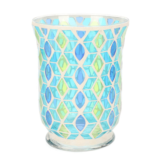 Adfaga Mosaic Glass Candle Holder Handcrafted Windproof Decorative Floral Tealight Holder for Home Decor Cafes Restaurants Wedding Centerpiece