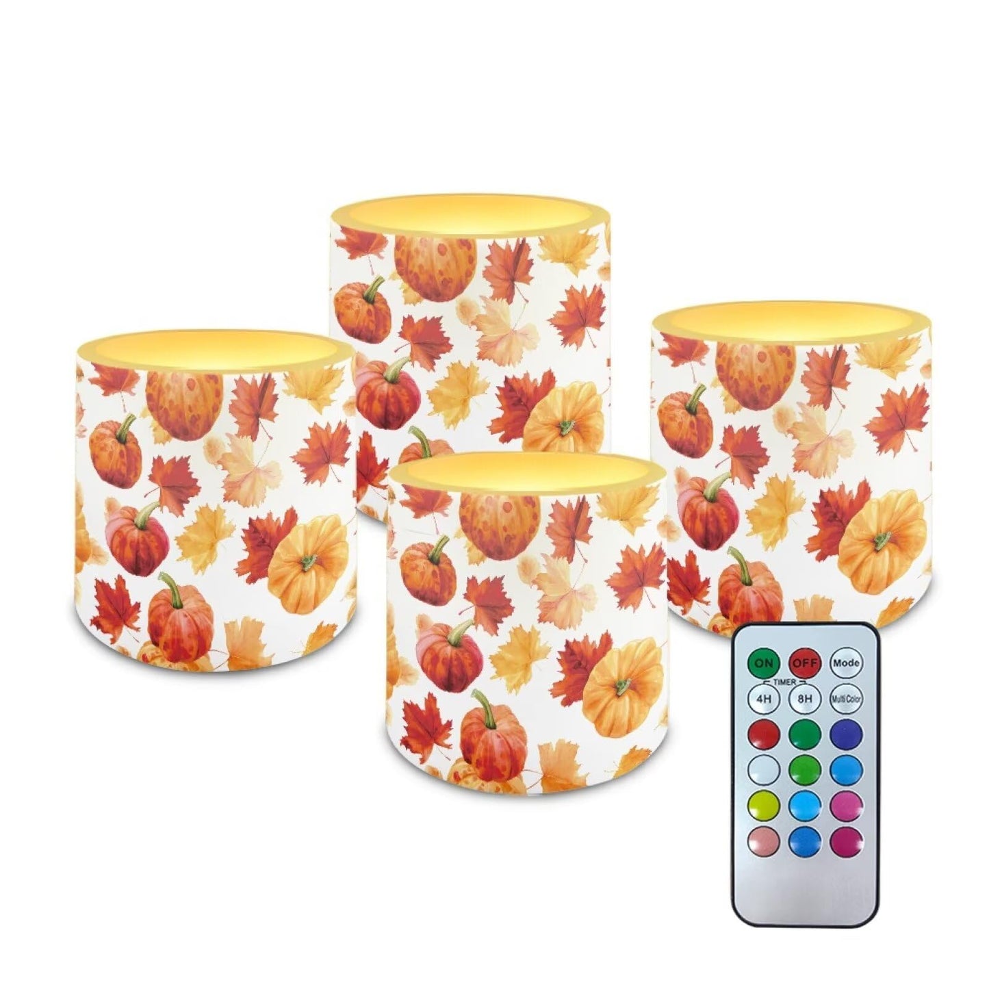 Cozeyat Fall Leaf LED Candles Set of 4 Battery Powered Flameless with Remote Timer Dancing Flame Waterproof for Home Garden Table Decor