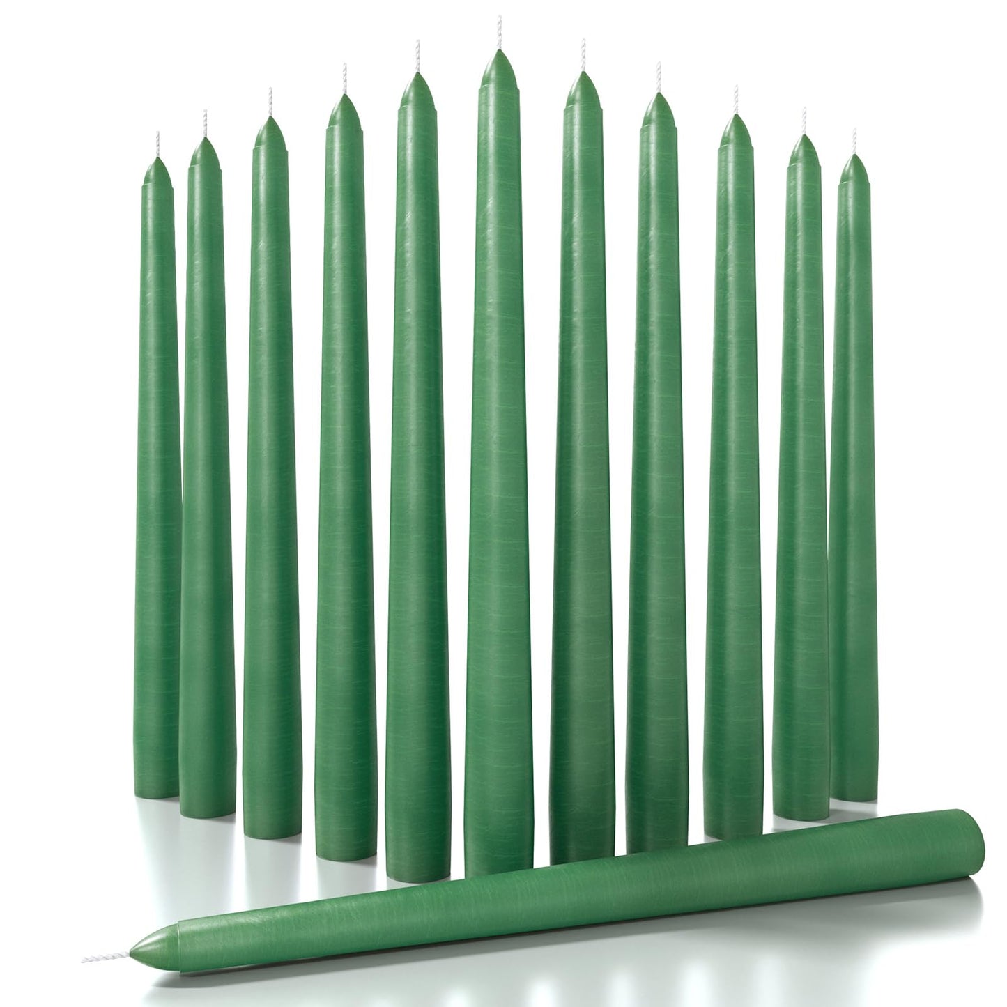 CANDWAX 10 inch Candlesticks Set of 12 - Dripless Taper Candles Perfect for Party or Decor - No Drip Green Candle