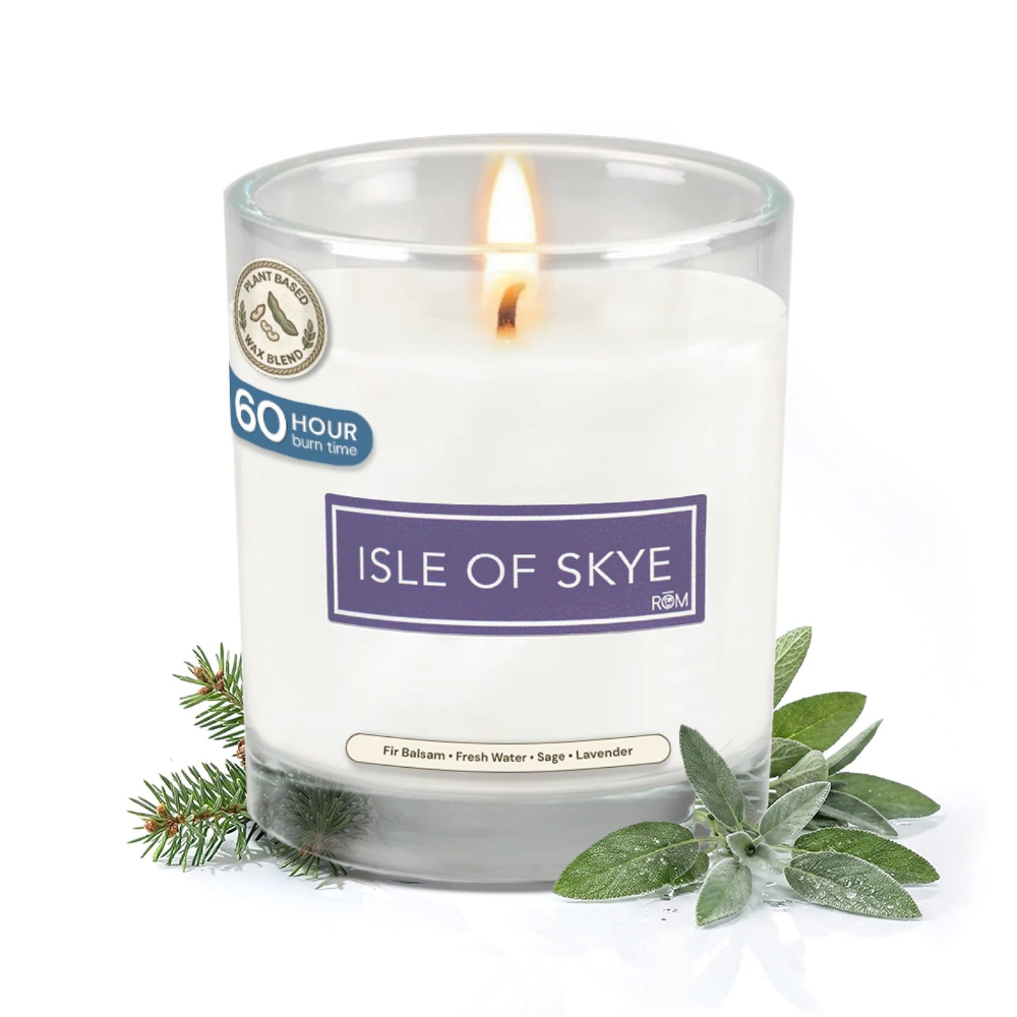 Isle of Skye Luxury Scented Candle – Natural Plant Based Wax, 9oz – Fir Balsam, Sage, White Orchid & Eucalyptus - Long Lasting 60 Hour Burn – Non-Toxic, Hand-Poured in USA for Home