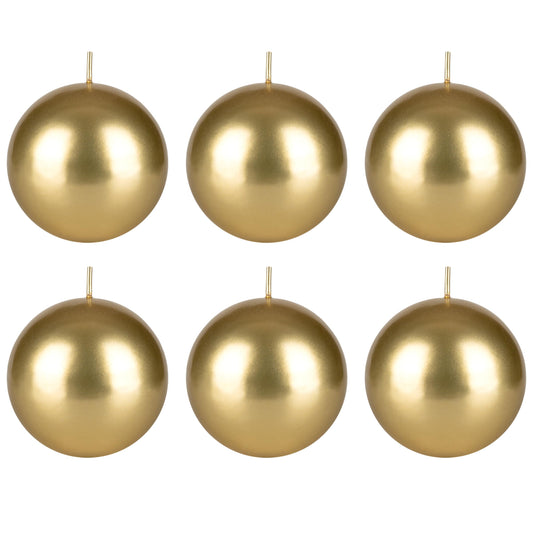 Mega Candles 6 pcs Unscented Gold Ball Round Candles, Hand Poured Premium Wax Candle 3 Inch x 3 Inch, Home Décor, Wedding Receptions, Occasions, Events, Festivities, Meditations, Relaxation
