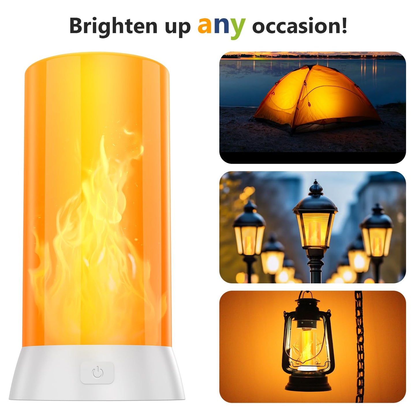 2PCS LED Flame Light, USB Rechargeable Flame Lamp with Remote & Timer, Waterproof Dimmable Flameless Candles Light for Home Party Garden Camping Halloween Christmas Decoration