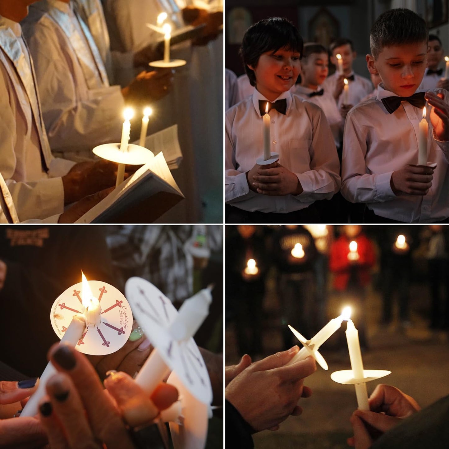 YOROXRG 100 pcs Church Candles with Drip Protectors for Devotional Candlelight Vigil Service, Unscented White 5" H X 1/2" D, No Smoke, Shabbat, Praye