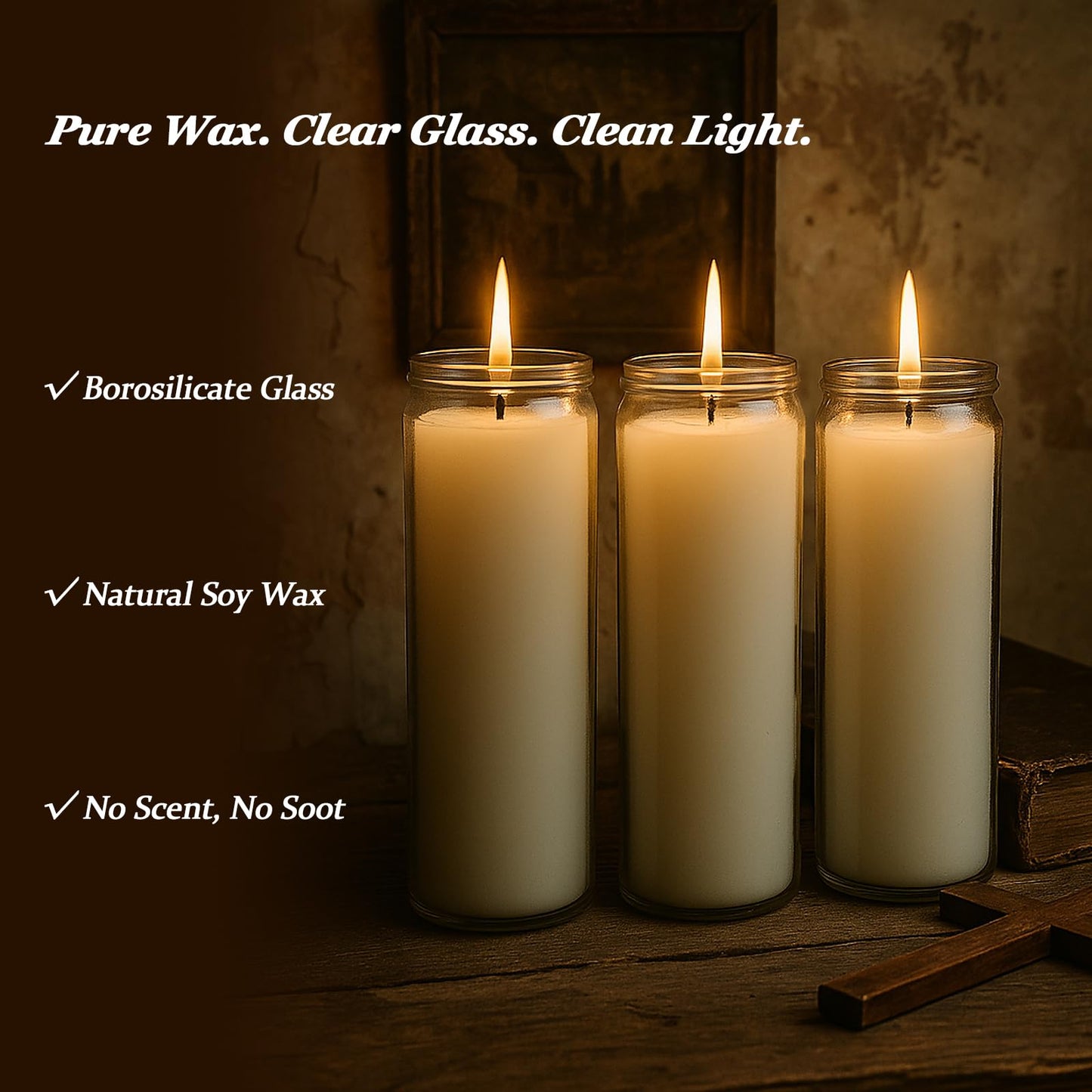 Veiuwa 12-Pack of 2x8 Inch White Candles in Glass,7 Day Candle,Unscented Prayer Candle,Suitable for Various Occasions Such as:Memorials,Religious,Catholicism,Churches,Altars,Vigils,etc.