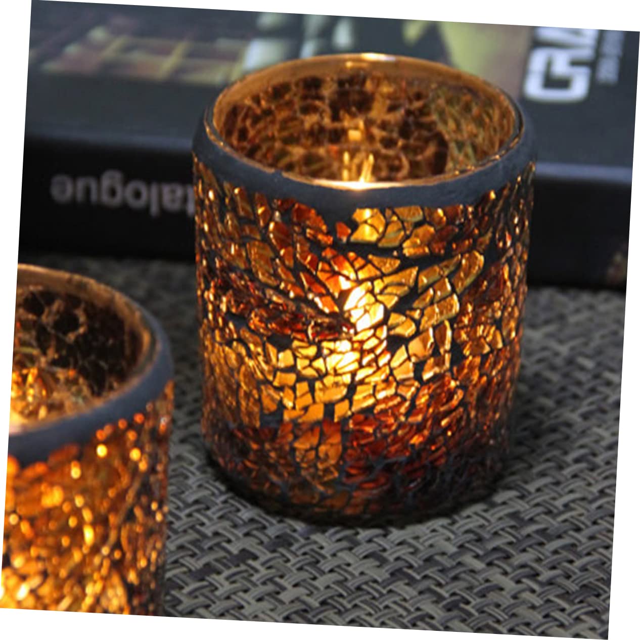 OSALADI European Style Glass Candlestick Set of 2 Stylish Candle Holders for Home and Party Desktop Decor 2.95X2.95X3.34In Flameless Candle Holder Alternative
