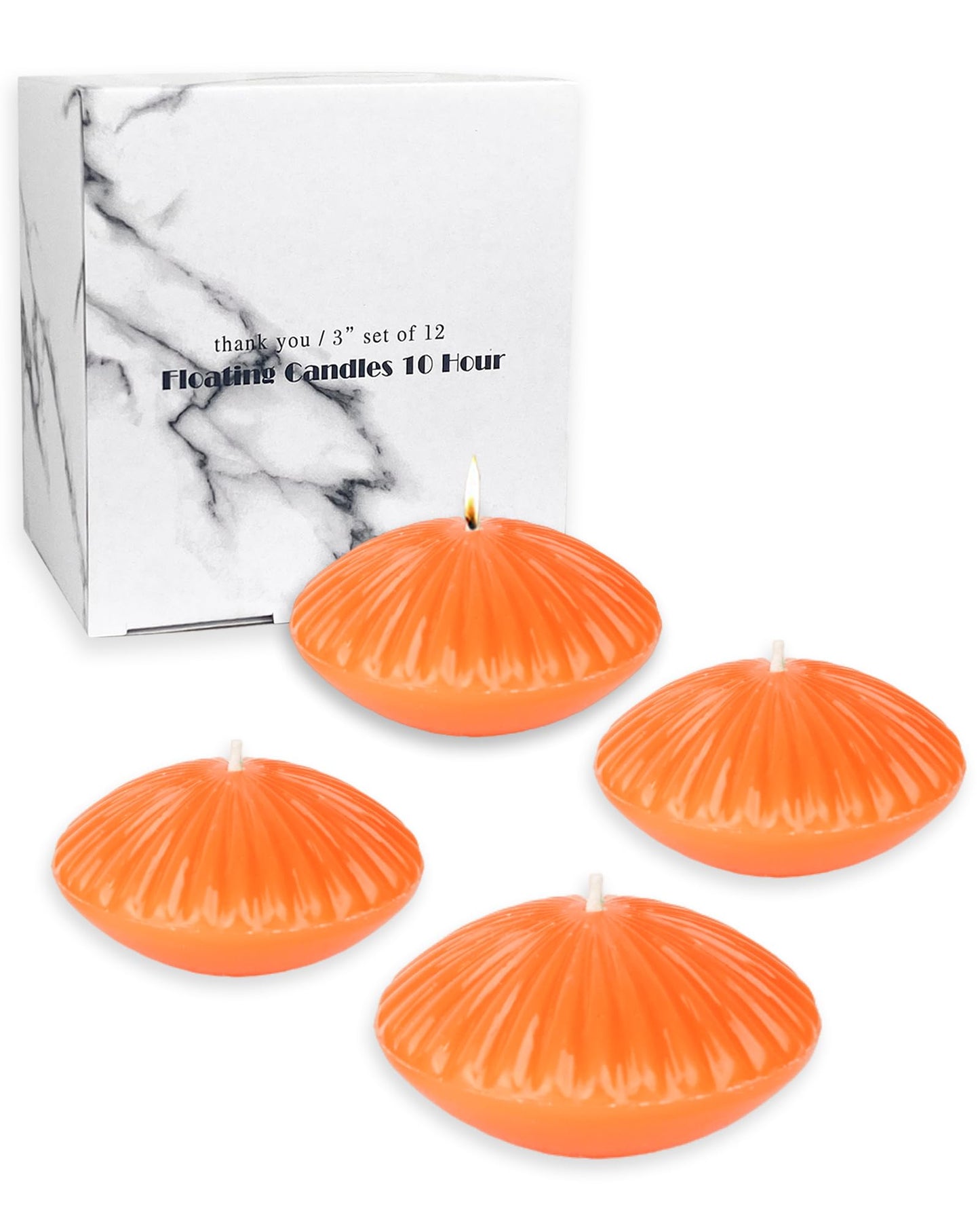 MAITREYA Orange Large Floating Candles 3 Inch,Unscented Classic for Weddings,Parties,Special Occasions and Home Decorations,Set of 12