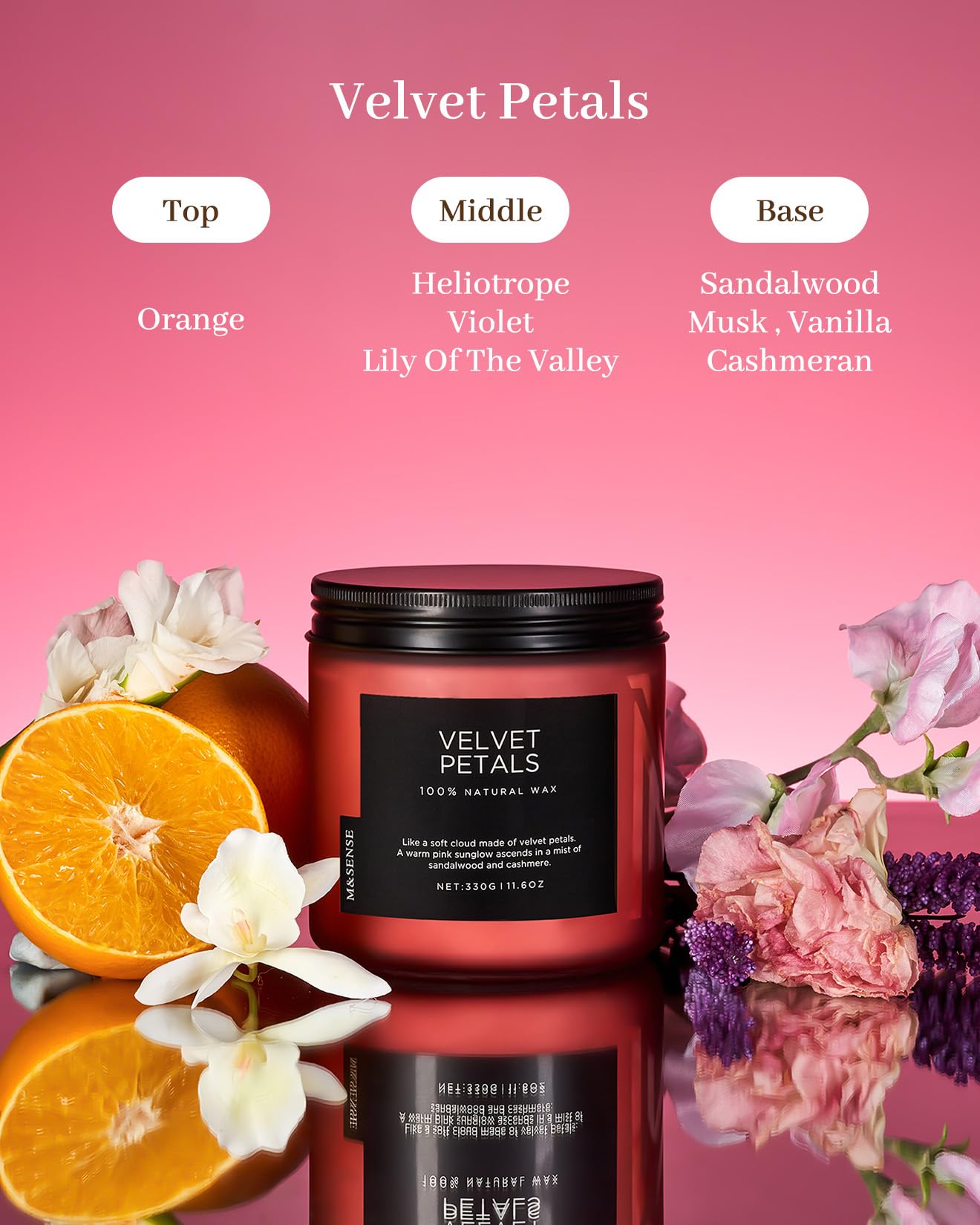 M&SENSE Sandalwood Rose Scented Candles for Home, 70 Hour Long Lasting 11.6oz Organic Natural Soy Wax Luxury Floral Classic Candle Gifts for Mother's Day