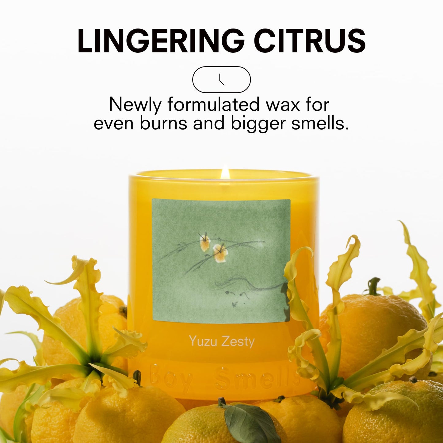 Boy Smells Yuzu Zesty Scented Candle – 8.5oz – Yuzu Zest, Ylang Ylang & Musk – Bright Citrus – Soy Wax Candle