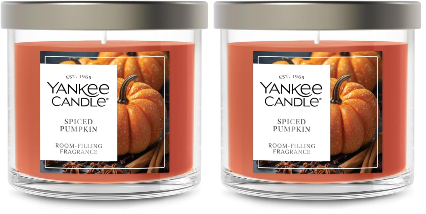 Yankee Candle Spiced Pumpkin Scented, Signature 4.3oz Small Tumbler Single Wick Candle, Over 20 Hours of Burn Time (Pack of 2)