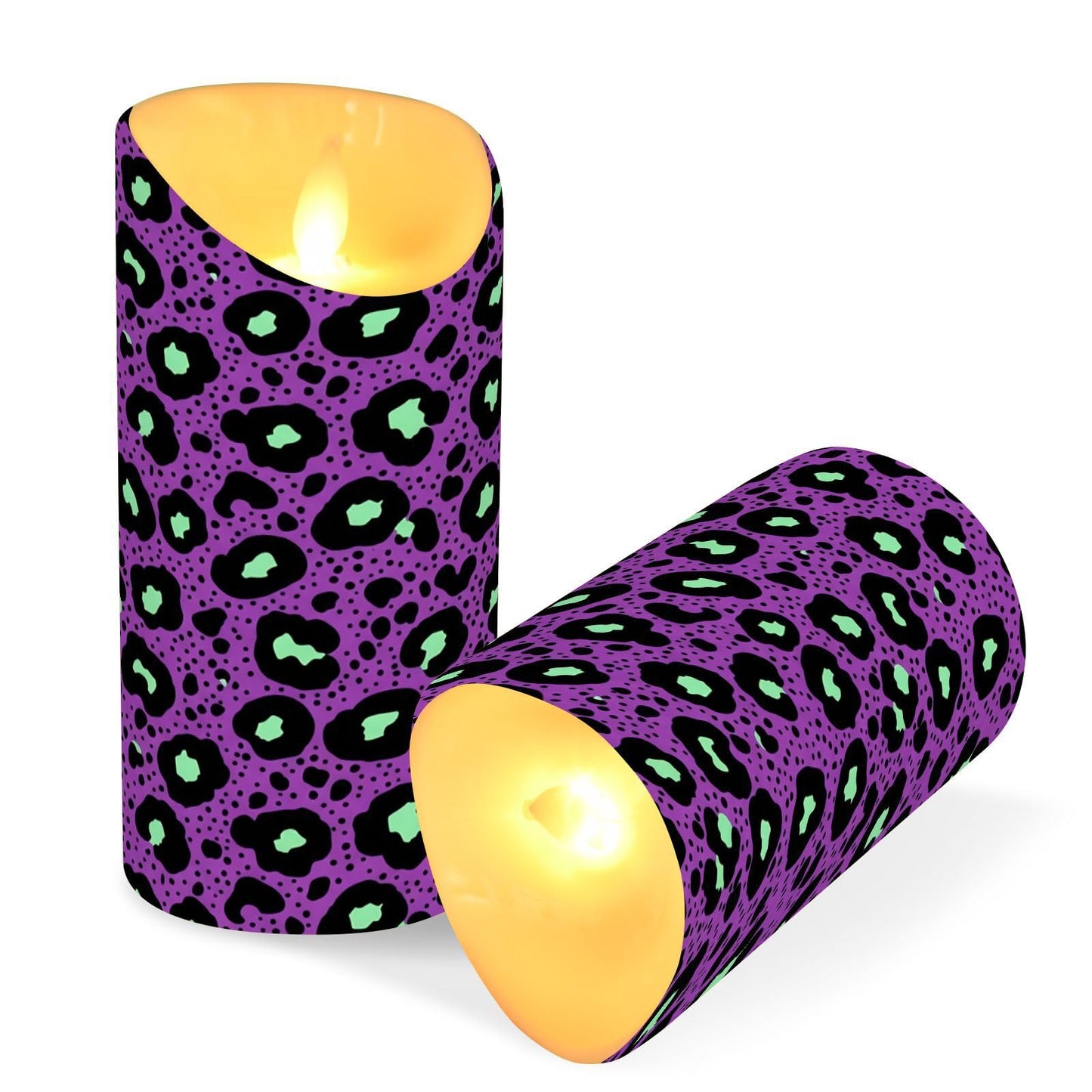 Gravopti Leopard 2 Pack Flameless LED Pillar Candles with Remote & Timer, Battery Operated, Flickering Wax Candle for Wedding, Romantic Home & Party Decor