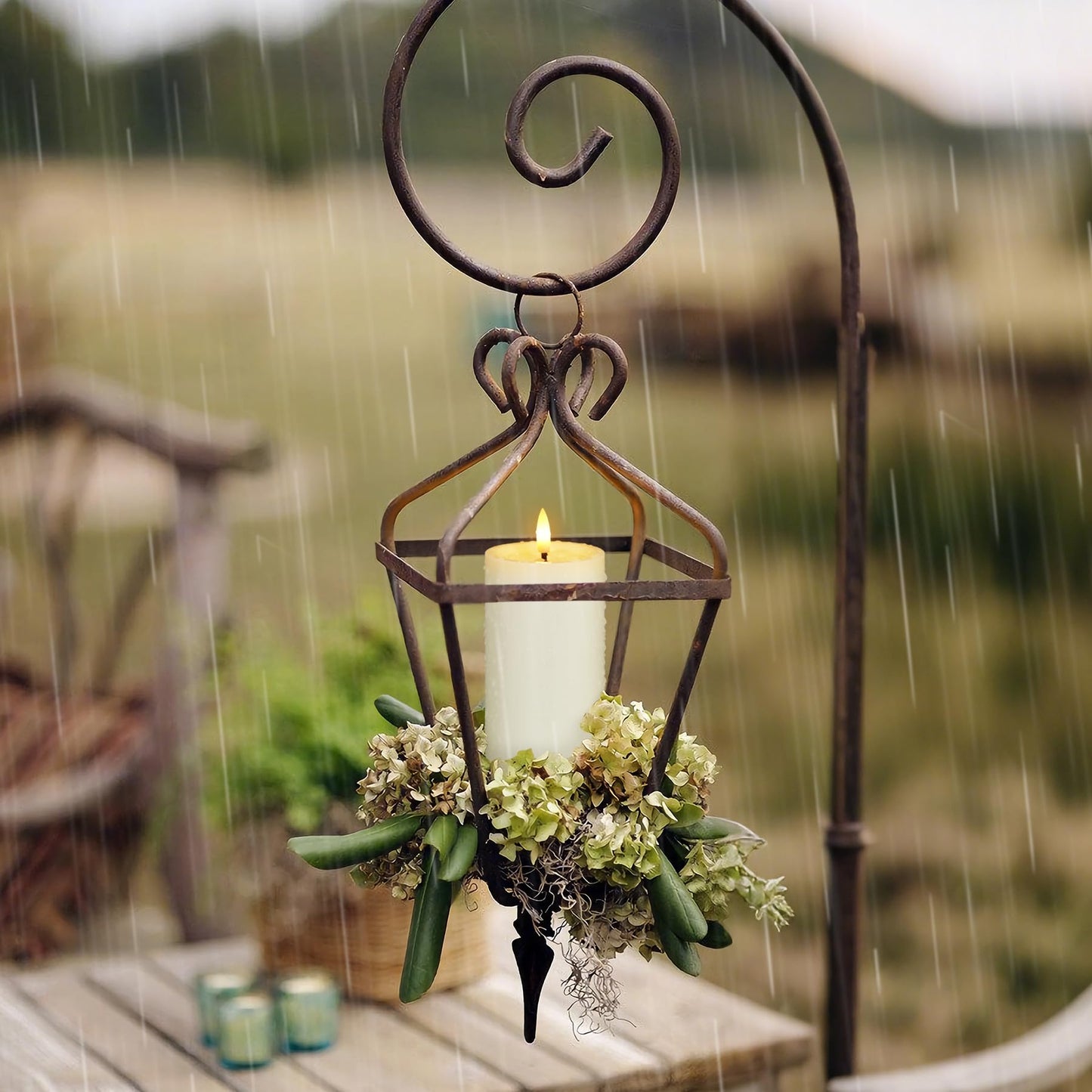 Yeelida Outdoor 4pcs Flameless Waterproof Candles with Handy Remote Control, Cycle Timer Battery Operated Candle Grease Effect LED Flickering Pillar Plastic Long Lasting (Ivory, 3" x4" 5" 6" 7")
