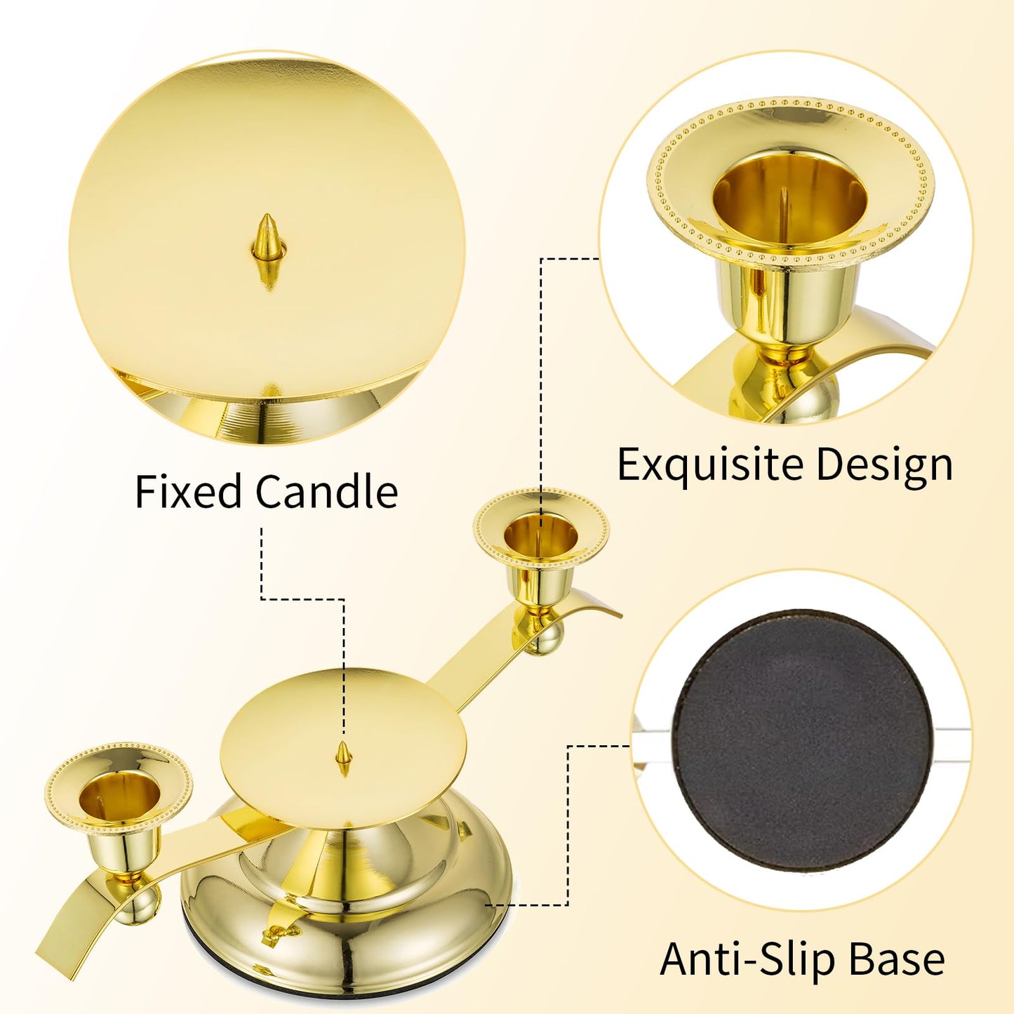 Unity Candle Holder for Wedding Ceremony Set - Romadedi 3 Arm Metal Gold Candle Stand for Pillar Taper Candlestick Unity Candles Centerpiece Decor Bride Reception Anniversary Decoration Gift