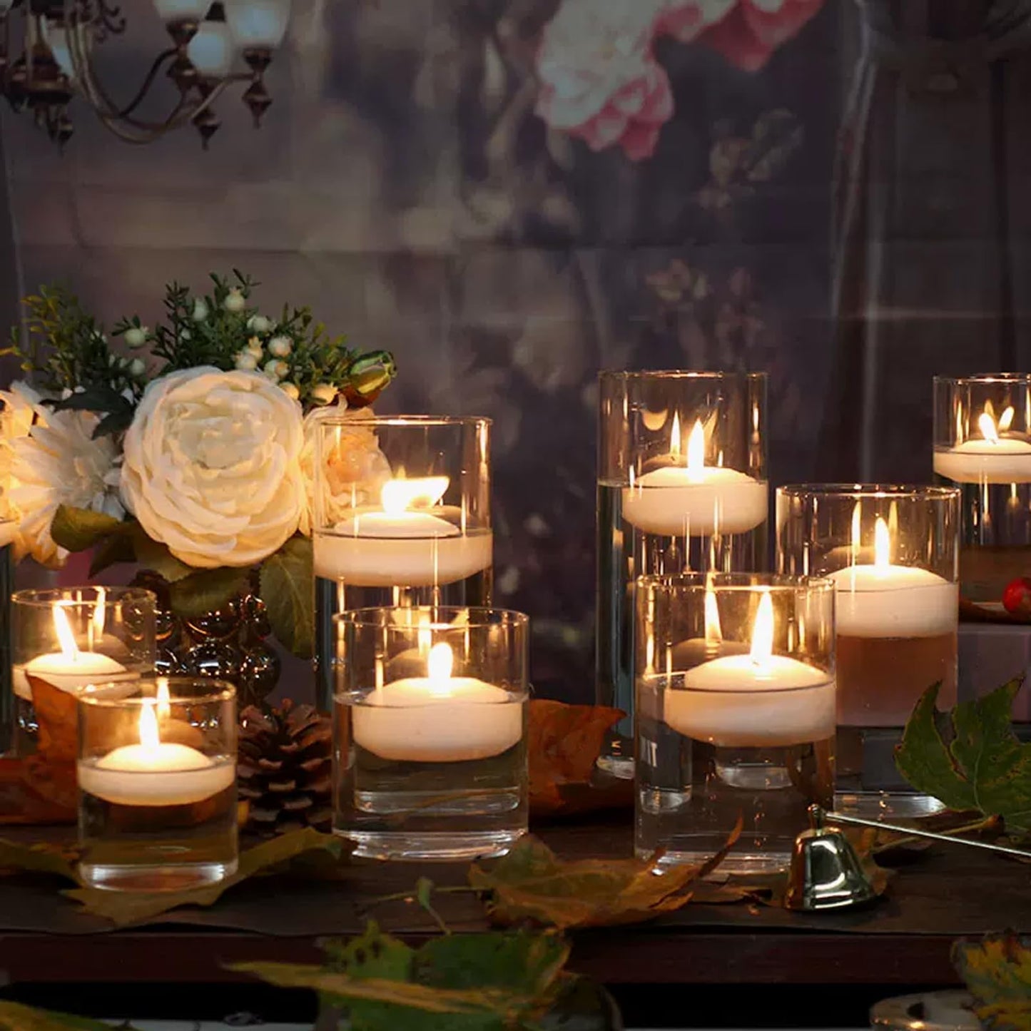 20 Pcs Floating Candles Centerpieces, 1.5 Inch Unscented Floating Candles, Warm Tealights Candles for Wedding, Night, Christmas, Valentine's Day,Home Decor and Party Decoration (White 20pcs)