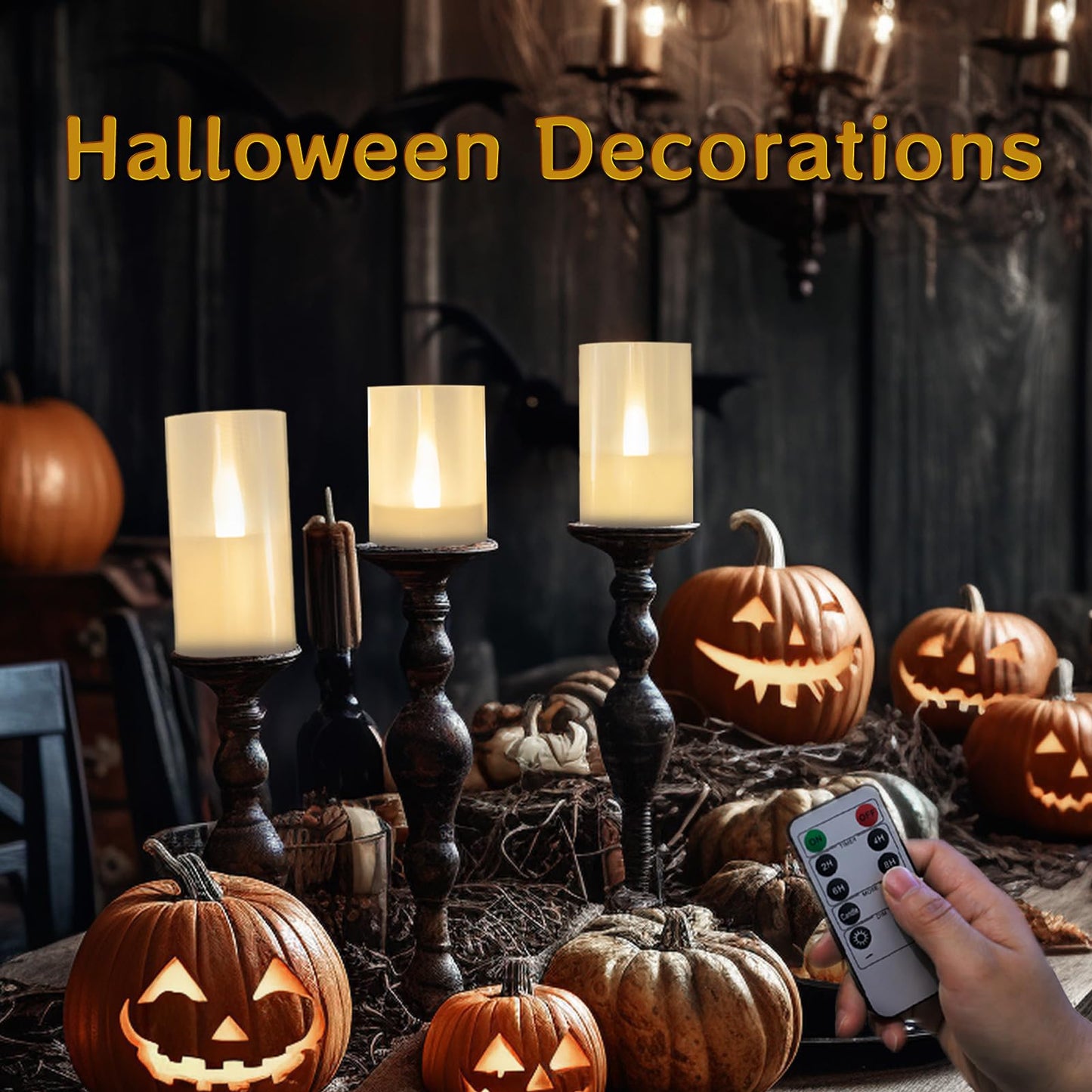 LANKER Flameless Candles with Remote Control and Timer, Battery Operated LED Pillar Candles, Romantic Light, Set of 3 (Warm White)