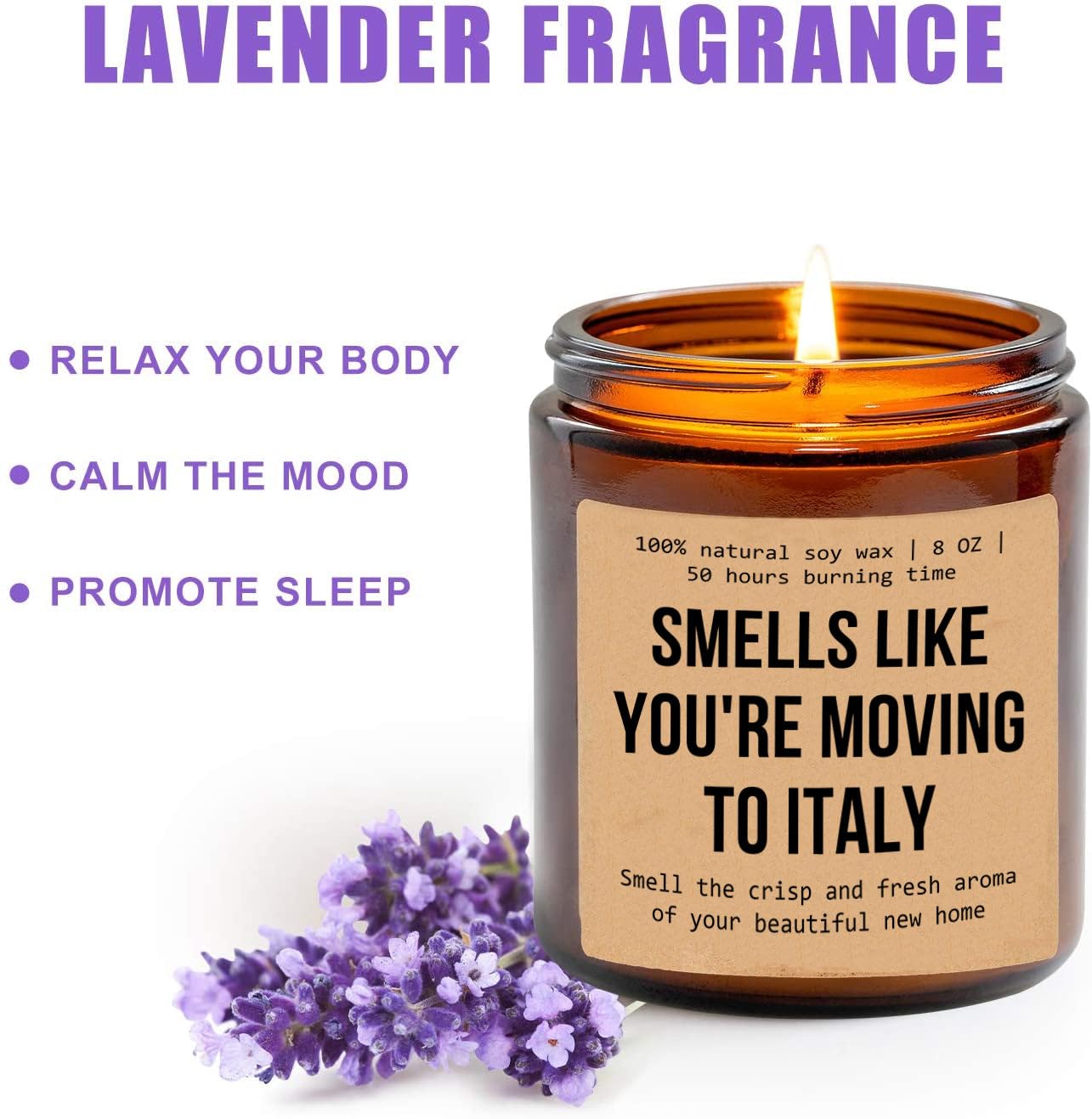 Emily Gift Italian Scented Soy Jar Candle - 8oz, 50hr Burn Time, Modern Design, Stress Relief, Home Fragrance