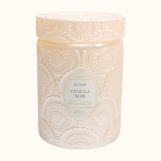 LEOBEN CO – Vanilla Noir Scented Candle – 18oz, Heirloom Collection Design – 80 hr Burn Time – Poured in California Using Vegan Soy Wax and Essential Oils – Made in Small Batches