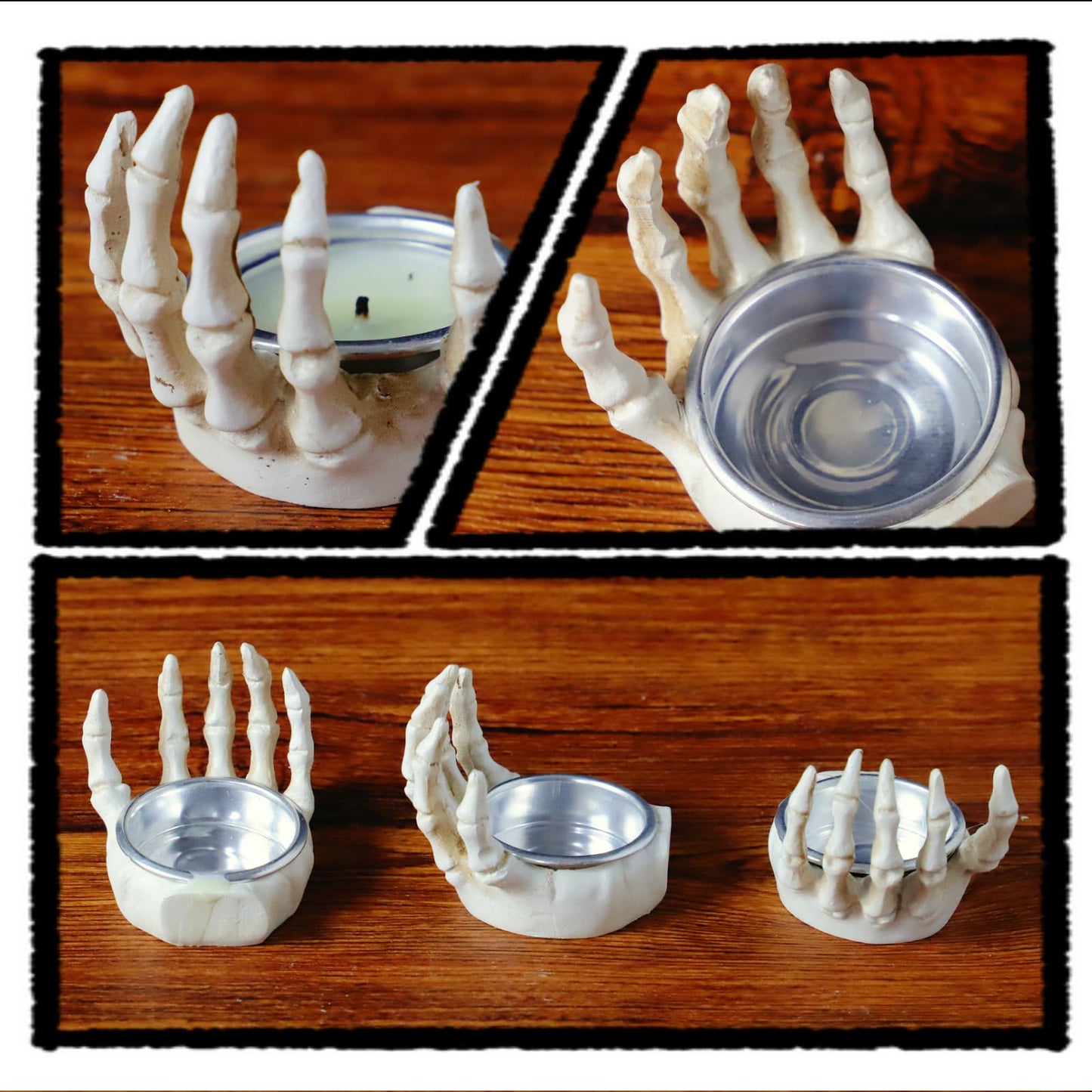 3pcs Gothic Skeleton Hand Tea Light Candle Holders, Halloween Candle Holders, Horror-Themed Spooky Home & Halloween Decorations