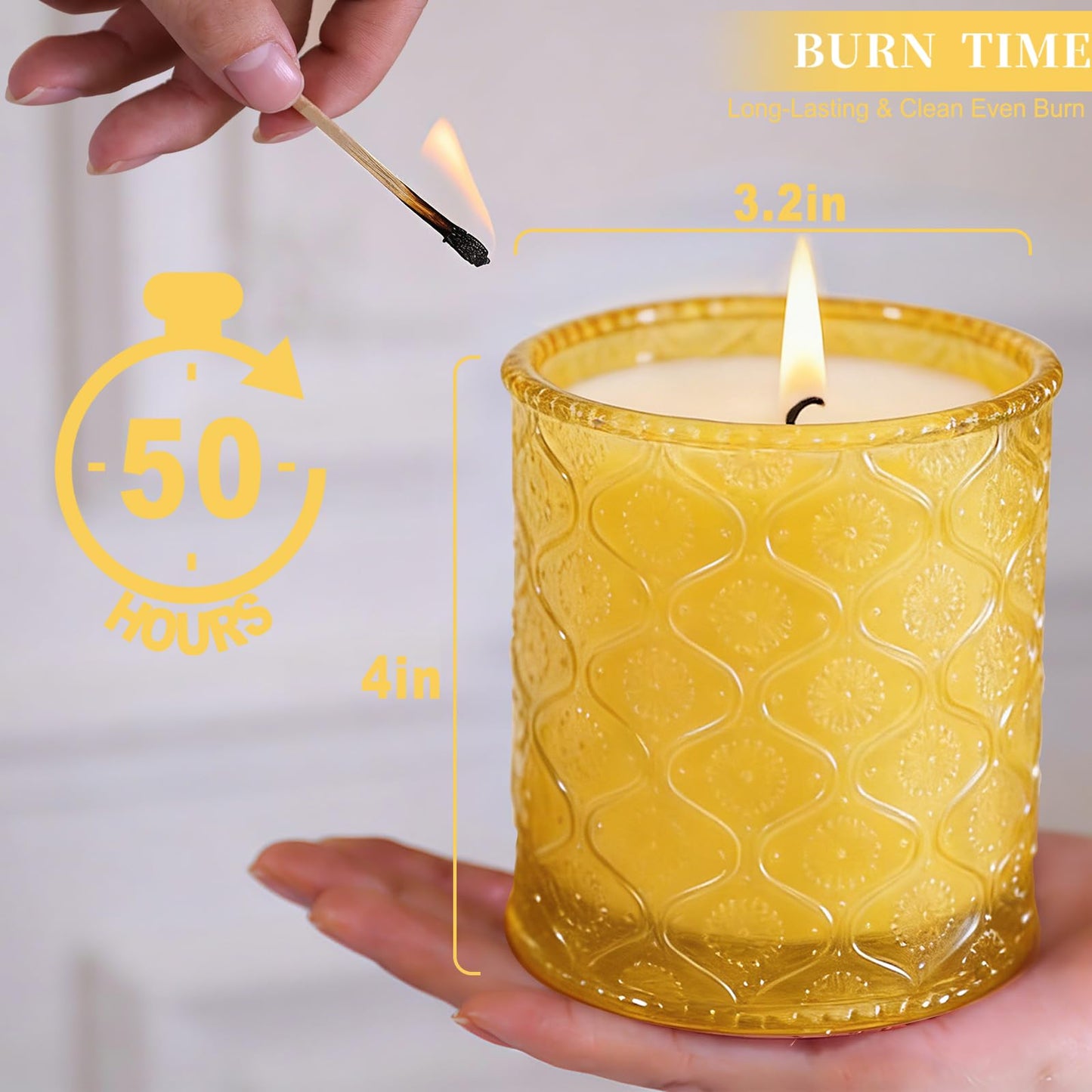 Sandalwood Fig Amber Scented Candles, Natural Soy Wax Jar Candle in Glass 45 Hours Clean Burn, Gift-Ready for Hosts & Gatherings Elegant Home Décor