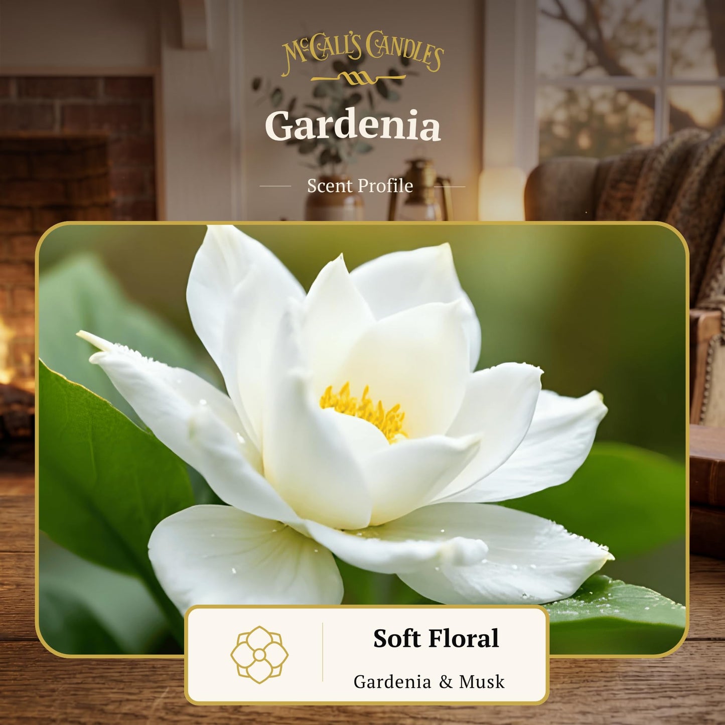 McCall’s Candles | Gardenia | 26 oz Scented Candle | USA-Poured | Vintage Rustic Jar with Carrying Handle | Pure & Sweet Gardenia Blossom Fragrance