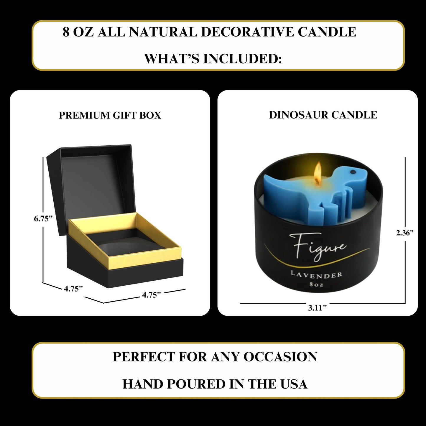 Dinosaur Candle – Soy & Beeswax Blend with Lavender Essential Oil | Calming Candle New Mom Gift, Nursery Decor, Baby Showers | Helps Relax & Sleep | Cute Dino Gift, Clean Burn, Made in USA