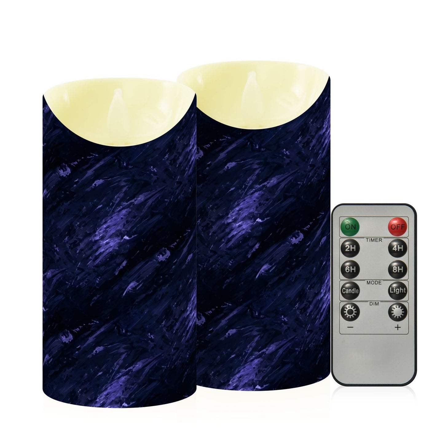 Gravopti Abstract Texture 2 Pack Flameless LED Pillar Candles with Remote & Timer, Battery Operated, Flickering Wax Candle for Wedding, Romantic Home & Party Decor