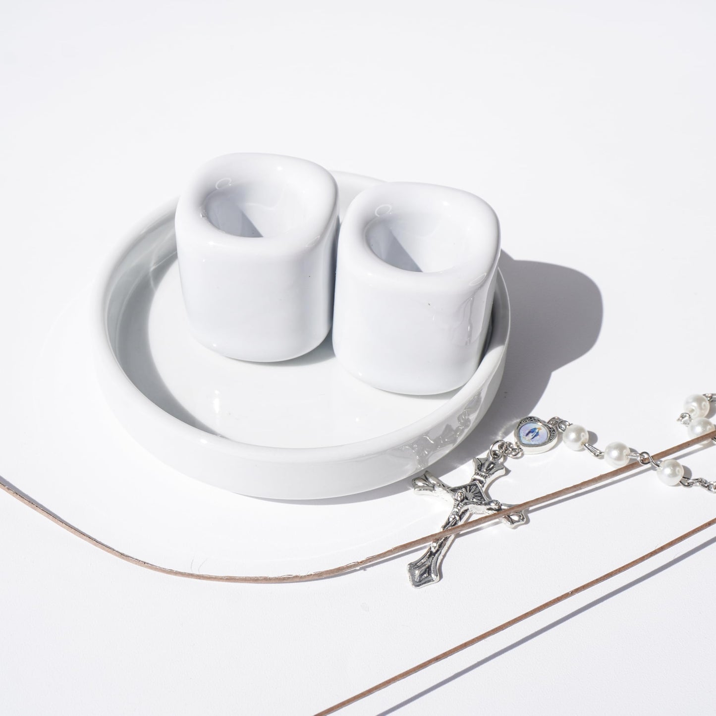 Unity Candle Holders and Vase Set, White Porcelain Candleholders for Taper Candles and Vase for Pillar Candle, Set of 3, Minimalist Round Ceramic Candle Holders, Great for Wedding Candle Set
