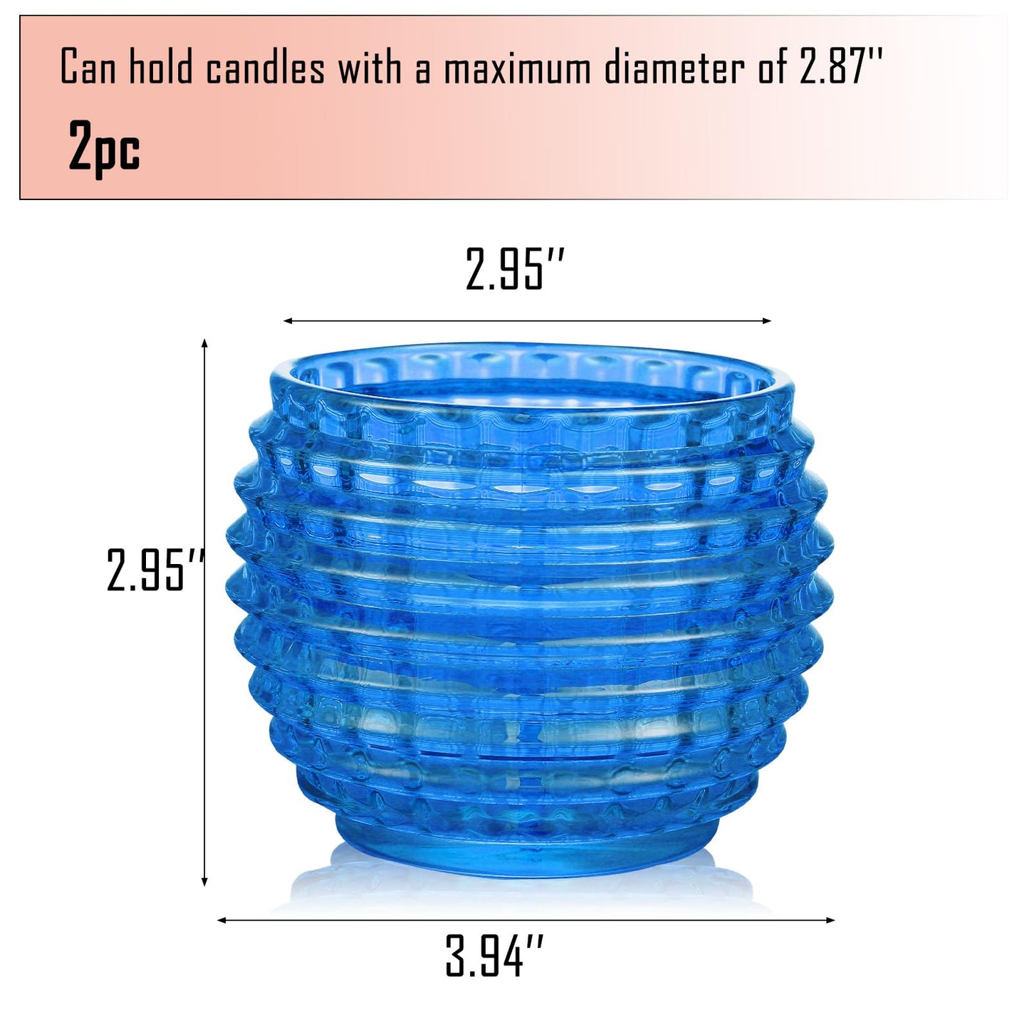 TkoYuHm 2 Pack Blue Glass Votive Candle Holders for Home Decor Round Bubble Tea Light Holder for Valentine’s Day Table Centerpiece Wedding