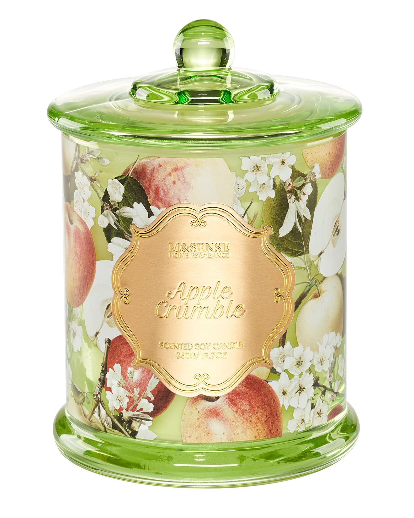 M&SENSE Apple Crumble Scented Candles, Fresh Apple Scented Candles Natural Soy Wax, Non Toxic Candle 12.7oz Large Jar 75 Hours Burning, Gifts for Women