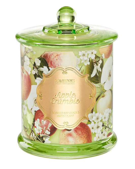 M&SENSE Apple Crumble Scented Candles, Fresh Apple Scented Candles Natural Soy Wax, Non Toxic Candle 12.7oz Large Jar 75 Hours Burning, Gifts for Women