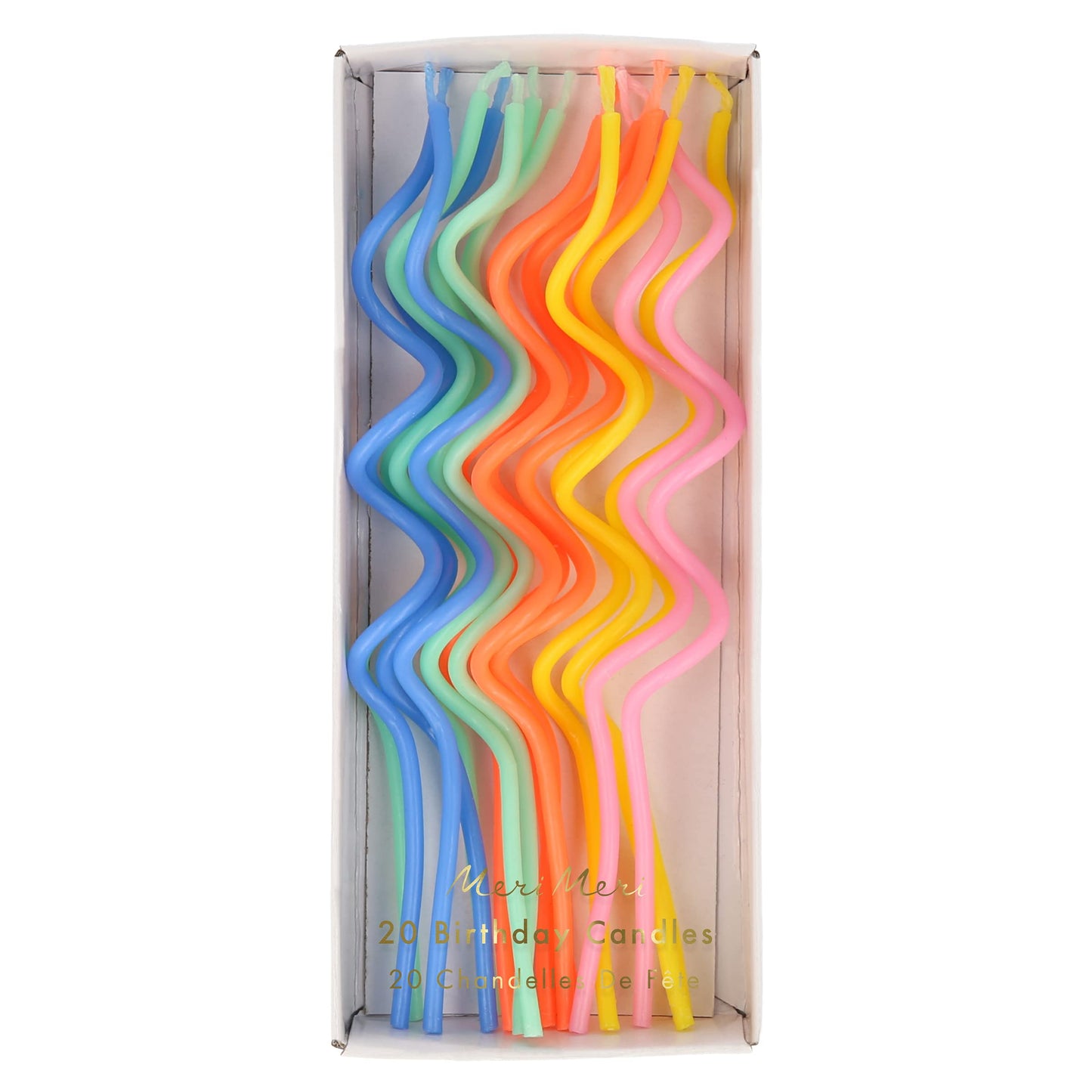 Meri Meri Swirly Tall Cake Candles (Pack of 20), 5" Tall Unscented Candles