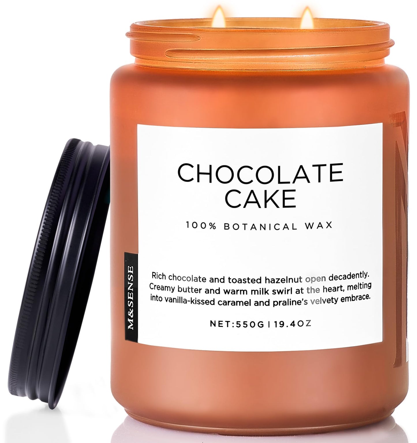 M&SENSE Chocolate Layer Cake Scent Candles, Large Natural Soy Wax 110 Hours Burn Time Clean Non Toxic Scented Classic 2 Wicks Candle 19.4oz for Home Office