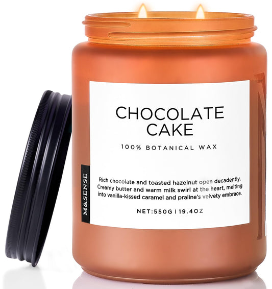 M&SENSE Chocolate Layer Cake Scent Candles, Large Natural Soy Wax 110 Hours Burn Time Clean Non Toxic Scented Classic 2 Wicks Candle 19.4oz for Home Office