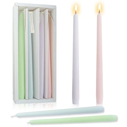 10 Inch Candy Color Taper Candles Set of 4, Handmade Unscented Tapered Candles, Romantic Candle Stick candlesticks for Wedding Dinner Table Home Decor Gift