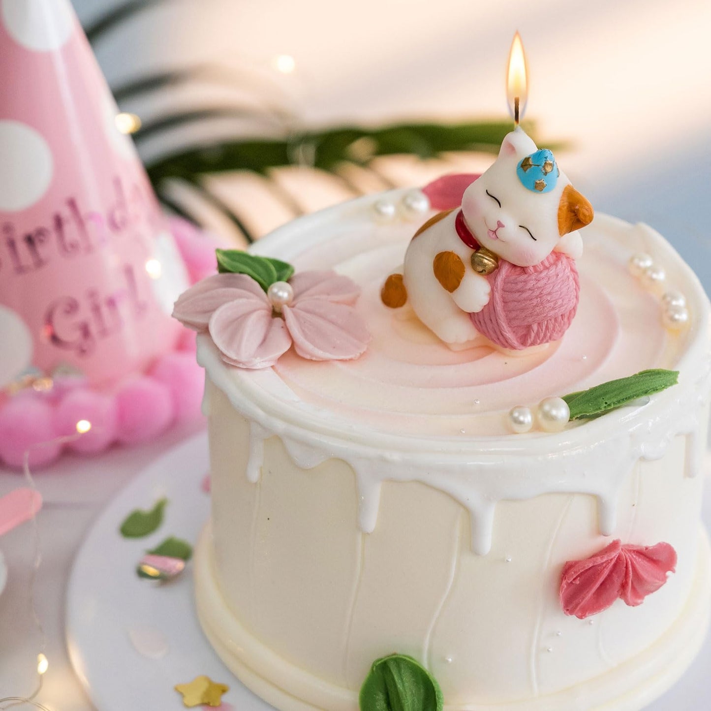 Mesiiloly Large Cat Birthday Candle, Cute Kitty Cake Topper Candles for Girls, Cartoon Cat Birthday Decorations, Kitten Themed Party Supplies & Gifts for Cat Lovers