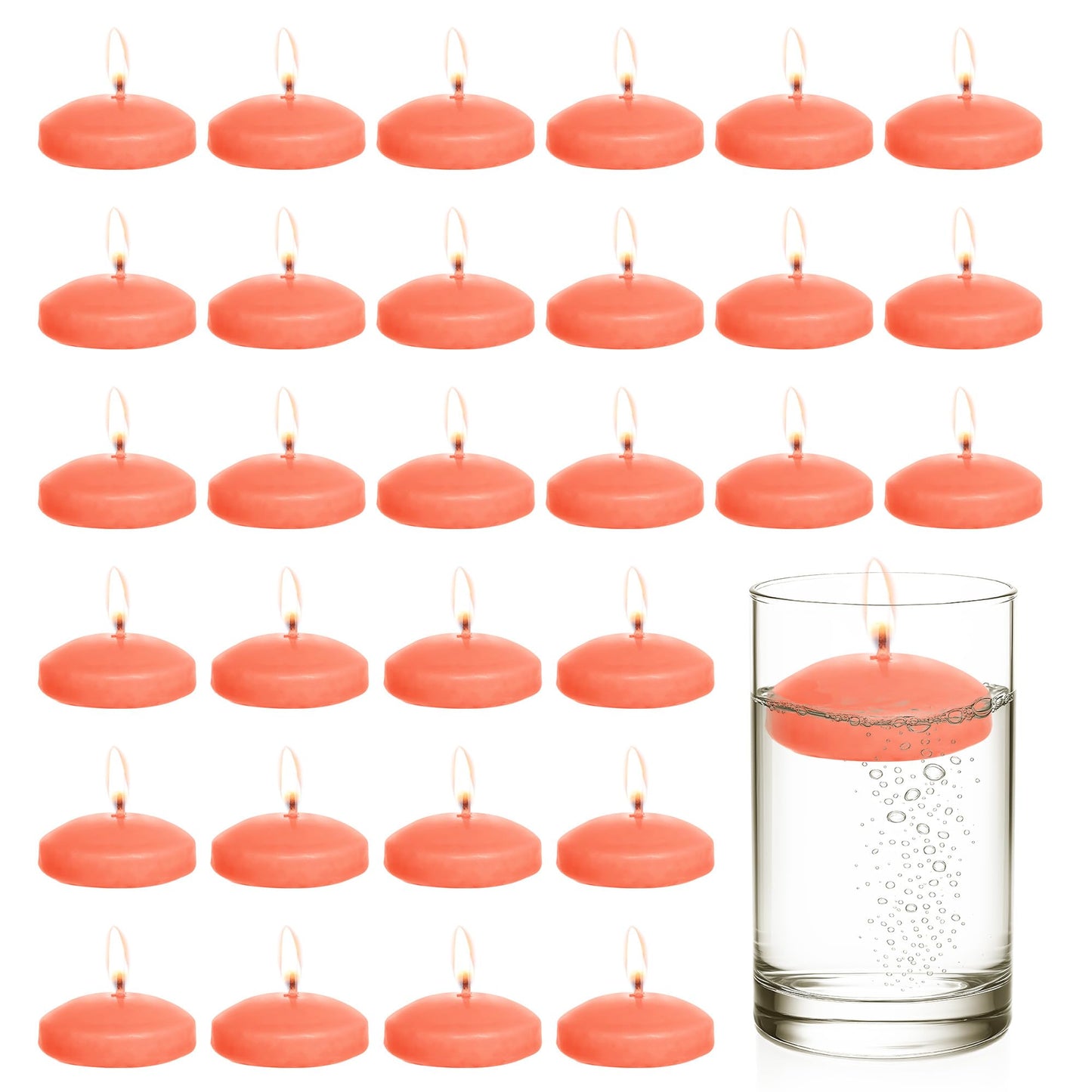 Floating Candles Centerpieces - 20 Pack 2 Inch Floating Candles for Centerpieces, Nice for Halloween, Christmas, Thanksgiving, New Year & More - Good for Home Decor & Centerpieces (Orange)
