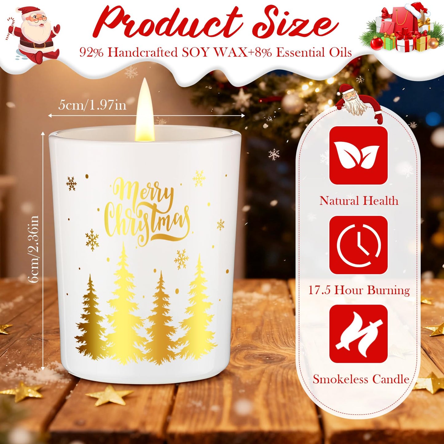 Nuanchu 12 Pcs Christmas Scented Candles Gift Set 12 Fragrances Aromatherapy Long Lasting Christmas Jar Candles Soy Wax Gift for Mom Women Men Xmas Holiday Birthday Supplies (Stylish)