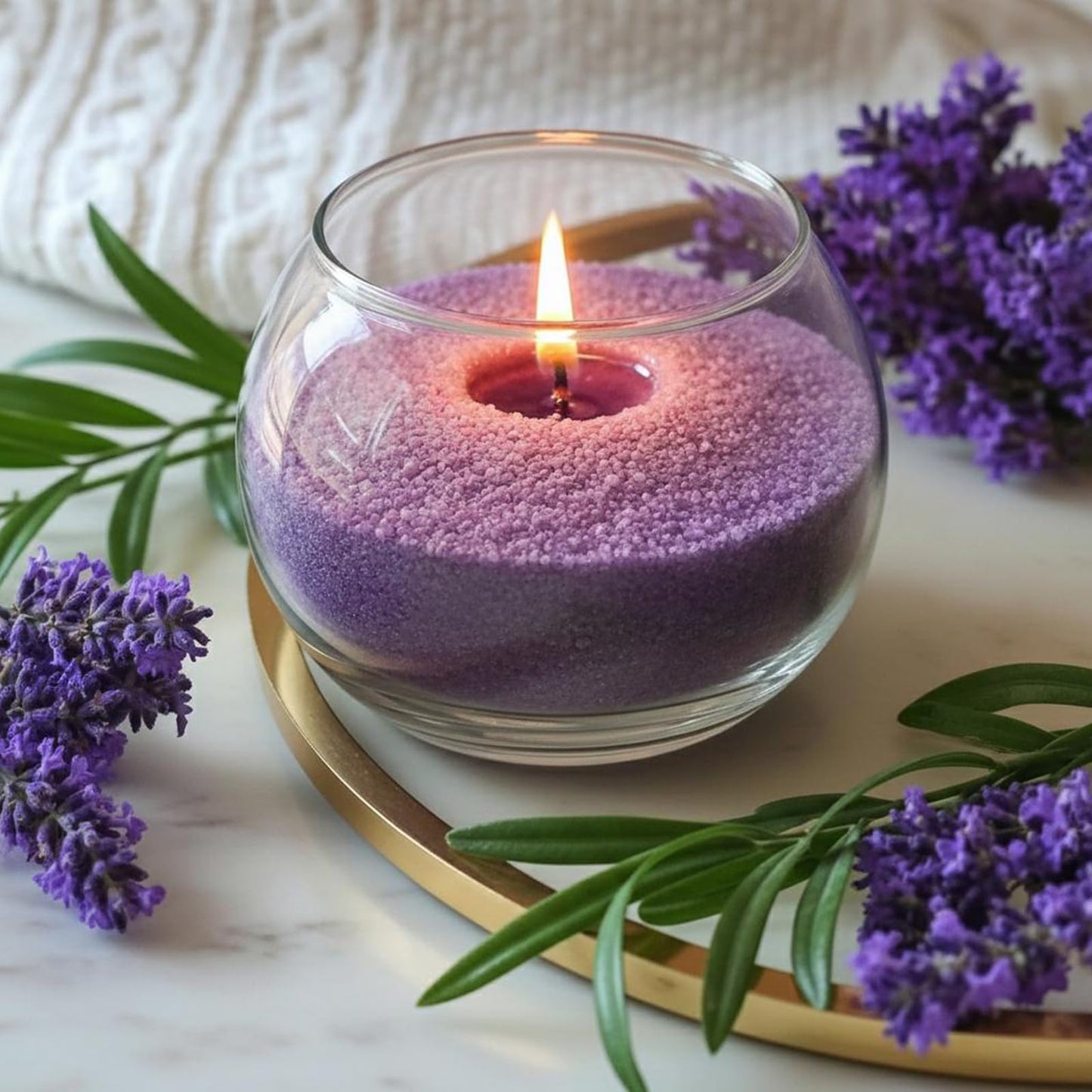 Conelist 2.2 lb Lavender Scented Pearled Candle Sand Wax Set Customized Powder Making Candles Refill Kit Palm Wax All Natural Non Toxic with 20 Wicks for Christmas Gifts DIY(Purple)