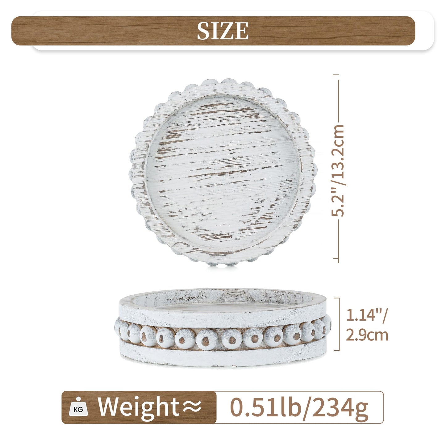 Hanobe Candle Holder for Pillar Candles: Set of 3 Rustic Farmhouse Wooden Candlestick Holders - Whitewashed Candle Stand for Table Centerpieces Fireplace Mantel Home Decor