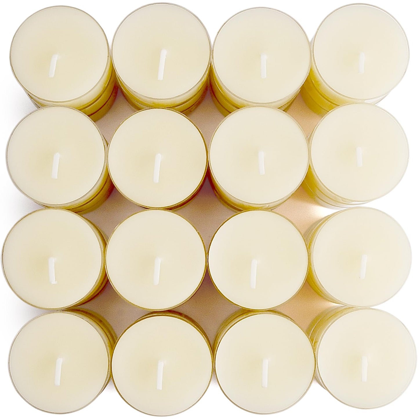JONERAY 48 Packs Pure Beeswax Tealight Candles Bulk-4 Hour Long Burn Time, Unscented and Smokeless Candles for Home Deco,Wedding (Ivory)