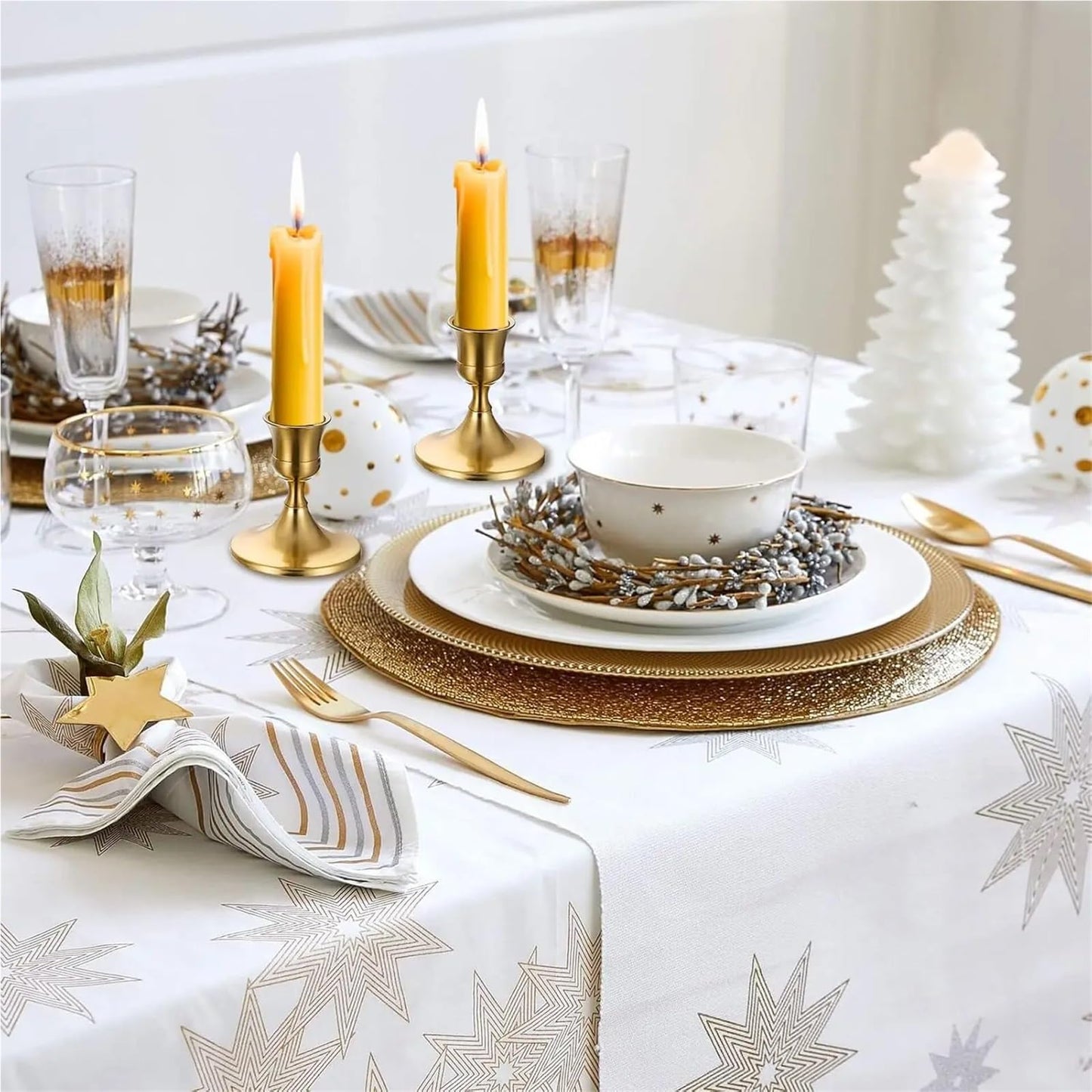 Candle Holder Candlestick Holders Taper Candle for Table Centerpiece Metal Stands Wedding Decor(2pcs)