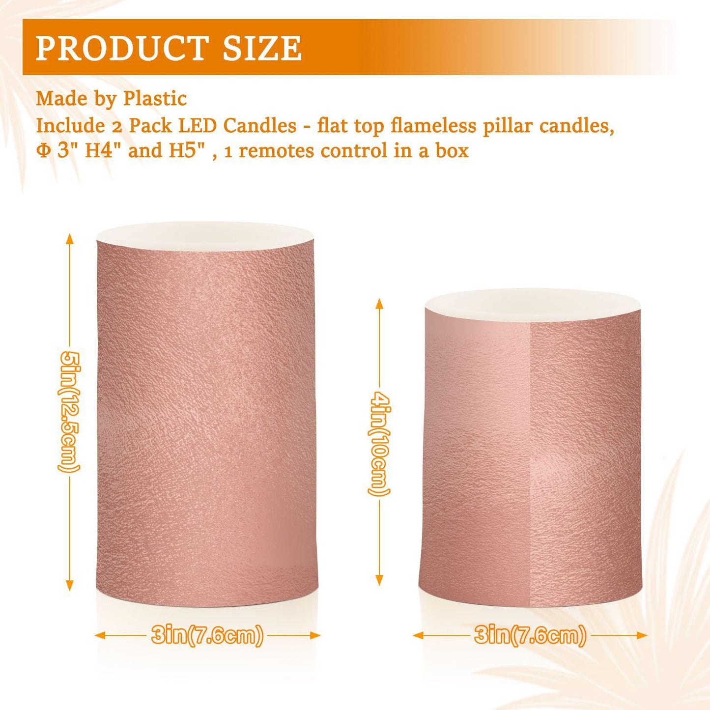 Eionryn Rose Gold Cement Texture Flameless Candles Pink Marble Stone Battery Operated LED Candles with Remote Timer Electric Candles for Home Party Decor 2pcs