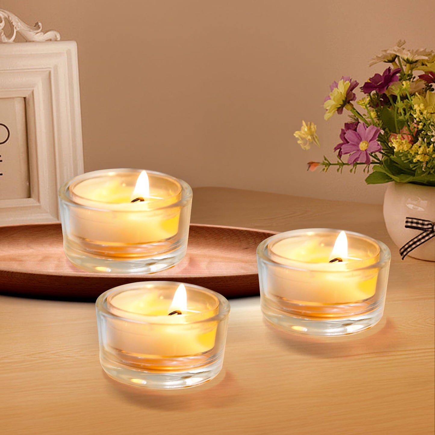 Tivcck 36 Pack Clear Glass Tealight Candle Holder,1 x 2 Inch Glass Votive Candle Holders,Clear Tea Lights Holder for Table Centerpiece,Wedding,Home Decor, and Party