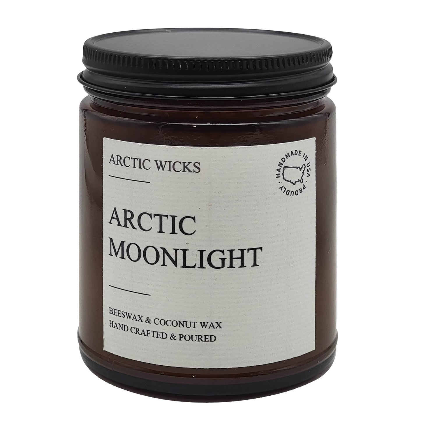 Arctic Wicks Scented Coconut Beeswax Candles | Coconut Beeswax Non Toxic Candle 9oz Amber | Farmhouse Candles Non-Toxic Clean Burn 100% USDA Certified Biobased (Arctic Moonlight)