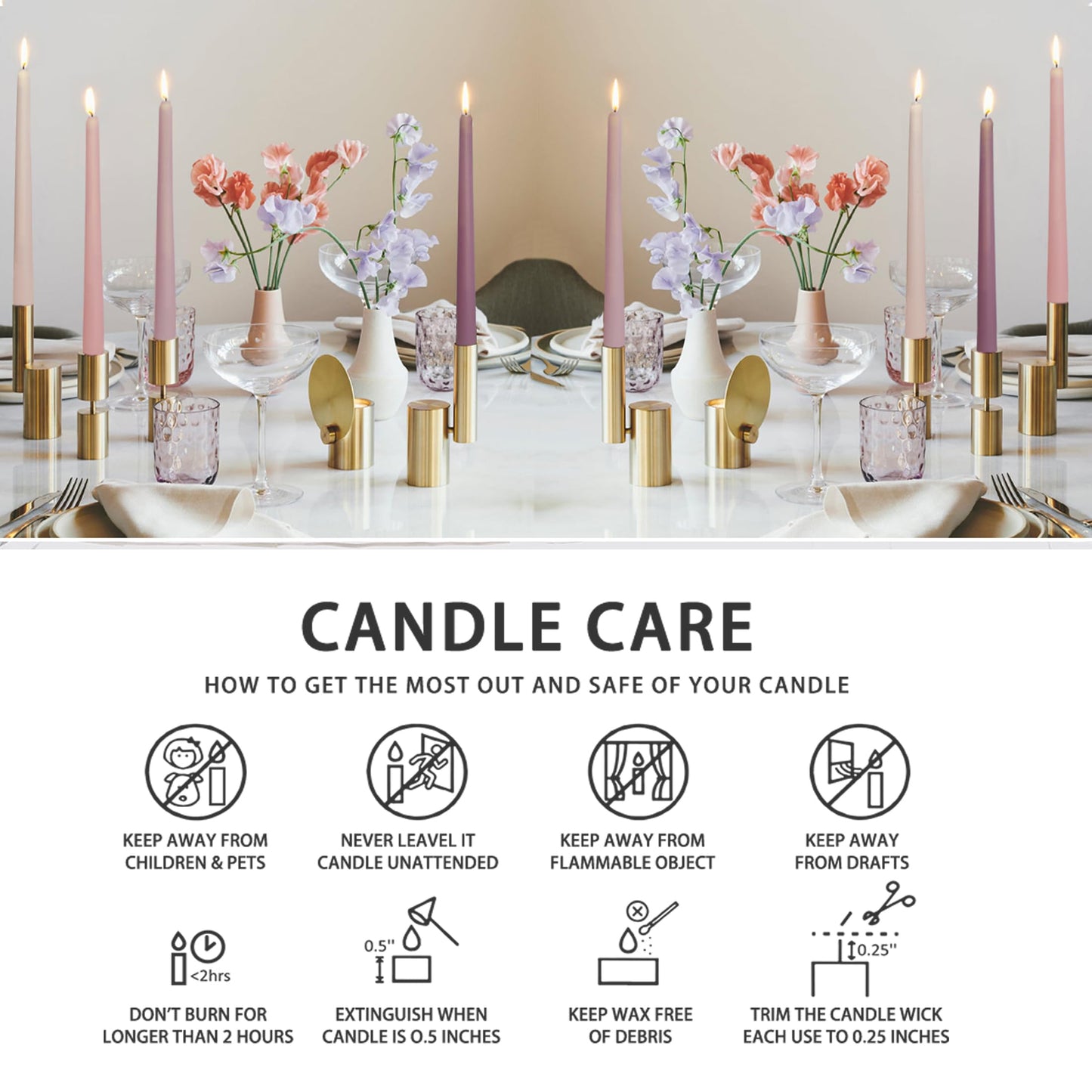 Gedengni Scented Candle Taper Candlesticks,10 Inches Pink Tapered Candles Rose Candle Sticks Colorful Candlestick for Wedding Home Party Dinner,Pack of 6 (8D6PC-PIKMIX)