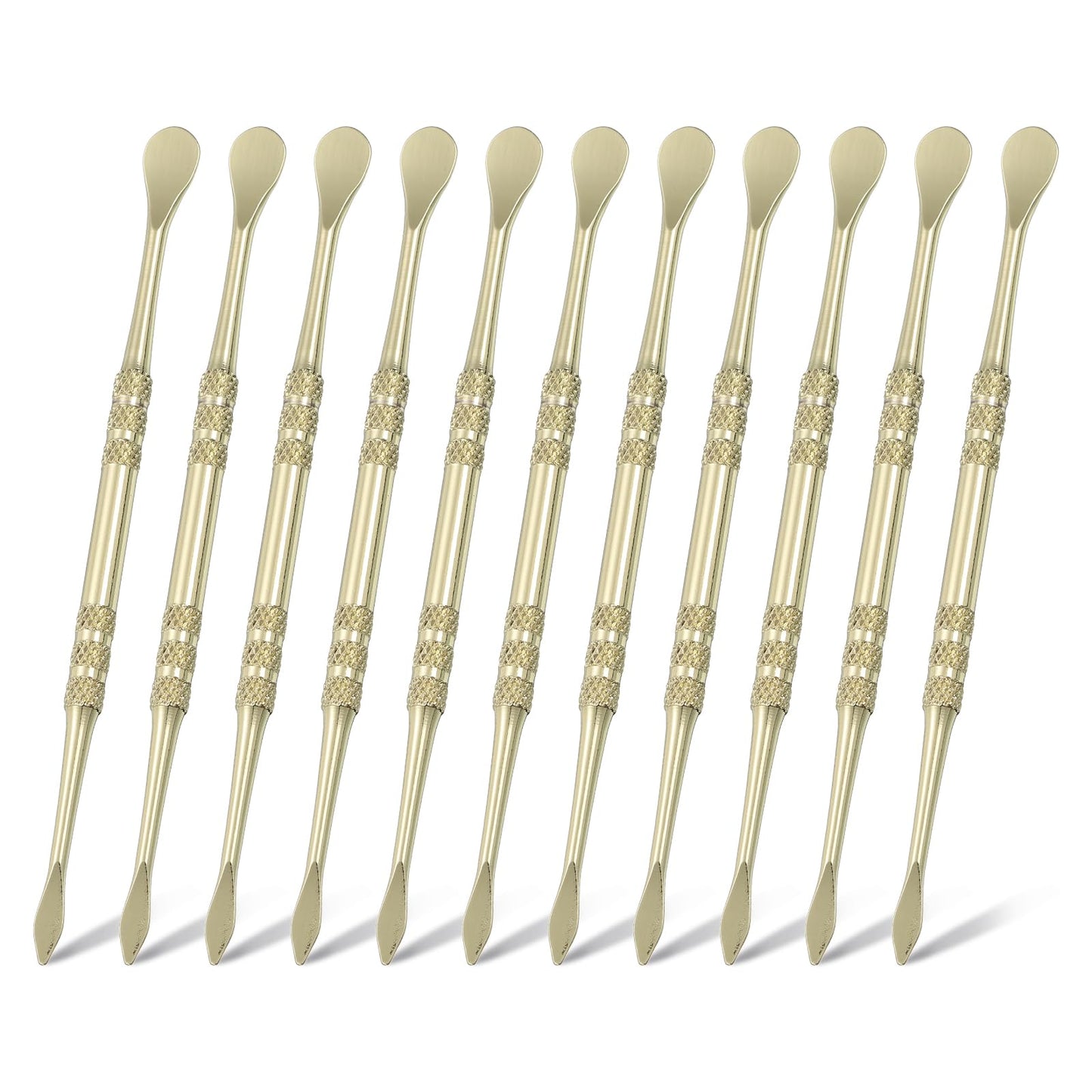 HARFINGTON 11pcs Wax Carving Tool 4.75" Double-Headed Stainless Steel Sculpture Tools Kit Modeling Engraving Sculpting Spoons for Clay Pottery Crafts Shaping, Gold Plated