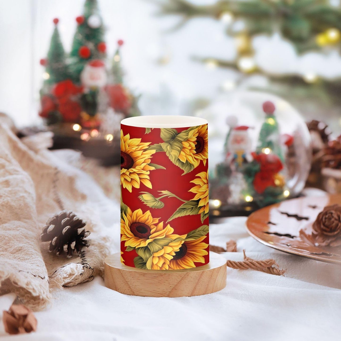 Kigai Flameless Candles Red Sunflowers Battery Operated Flickering LED Candles Waterproof Realistic Candles with Remote and Timer for Party Holiday Wedding Home Decor, 2 Pack
